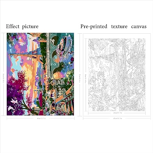 Miniatura 2 de QUITEDEW Pintura por números de la torre Eiffel para adultos, pintura de paisaje urbano por números, kits de pintura de paisaje por números,