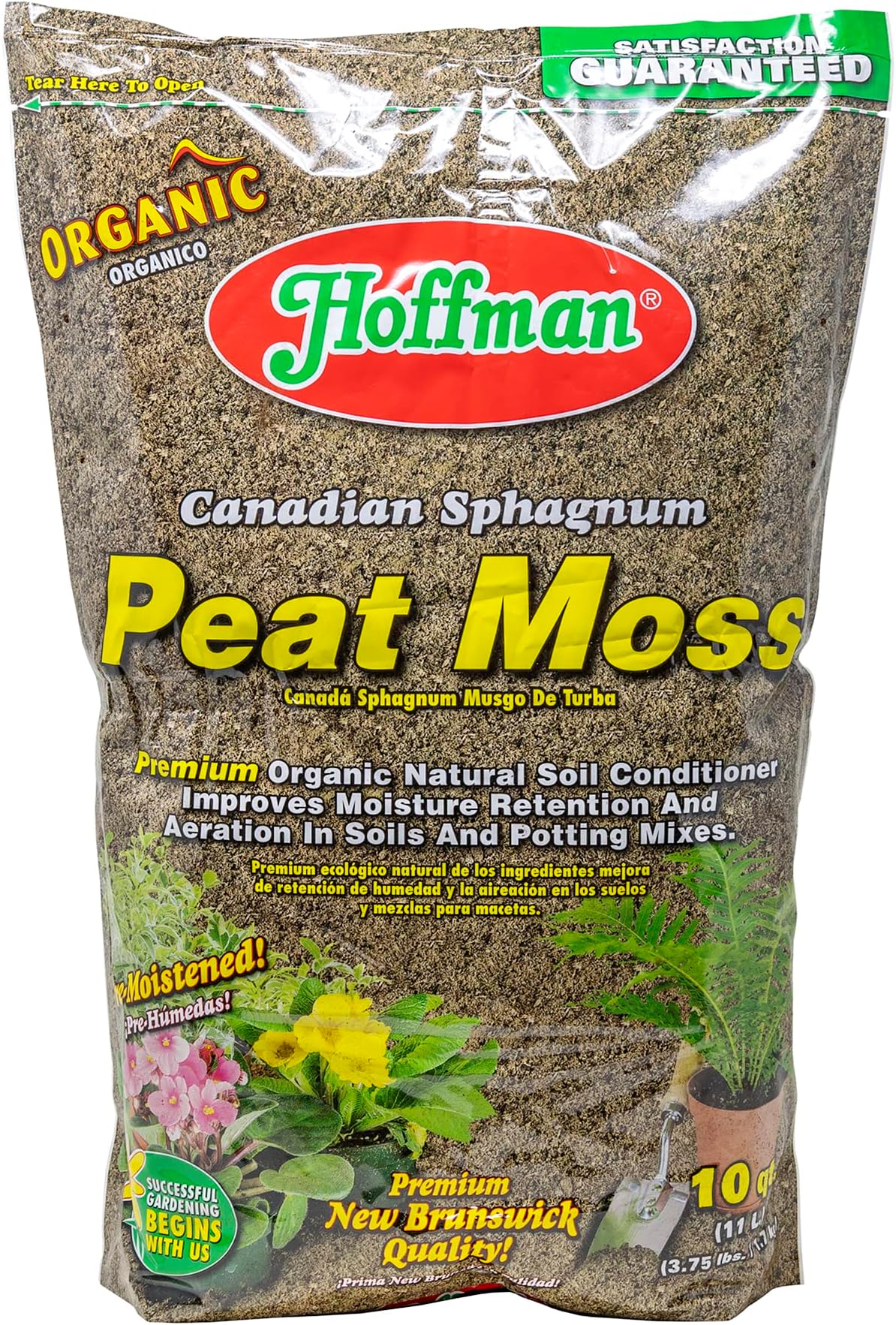 Hoffman Canadian Sphagnum Peat Moss Soil Conditioner to Improve Moisture Retention and Aeration, 10qt Bag
