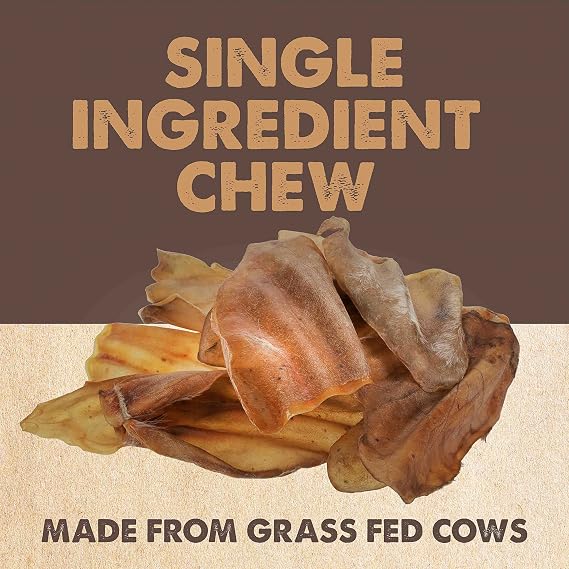 Mighty Paw 100% Natural Cow Ears for Small, Medium & Large Dogs, 12 Pack | Unbleached, Single Ingredient, Grass-Fed, Grain-Free, Supports Joint & Cartilage Health, 10g Protein