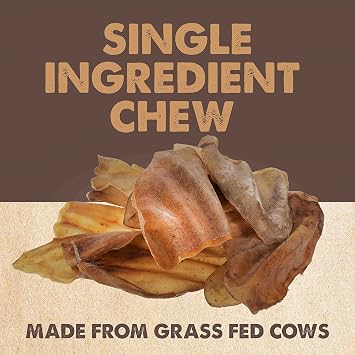 Mighty Paw 100% Natural Cow Ears for Small, Medium & Large Dogs, 12 Pack | Unbleached, Single Ingredient, Grass-Fed, Grain-Free, Supports Joint & Cartilage Health, 10g Protein