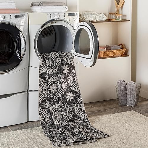 Miniatura 7 de Mark&Day William - Alfombra lavable tradicional de 6 x 9 pies, color negro, azul y beige, para sala de estar, dormitorio o cocina (6.7 x 9 pies,