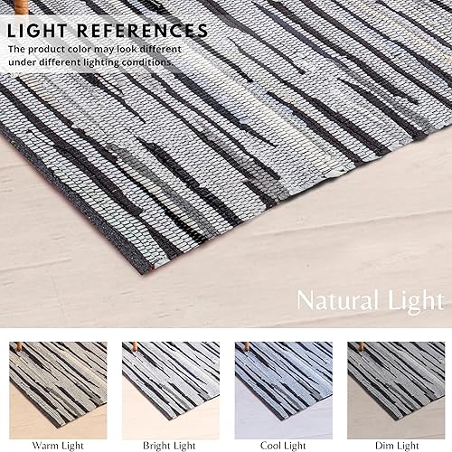 Miniatura 189 de Alfombra de trapo 100% algodón de 2 x 3 pies, lavable multicolor, alfombra Chindi tejida a mano y reversible para sala de estar, cocina, entrada