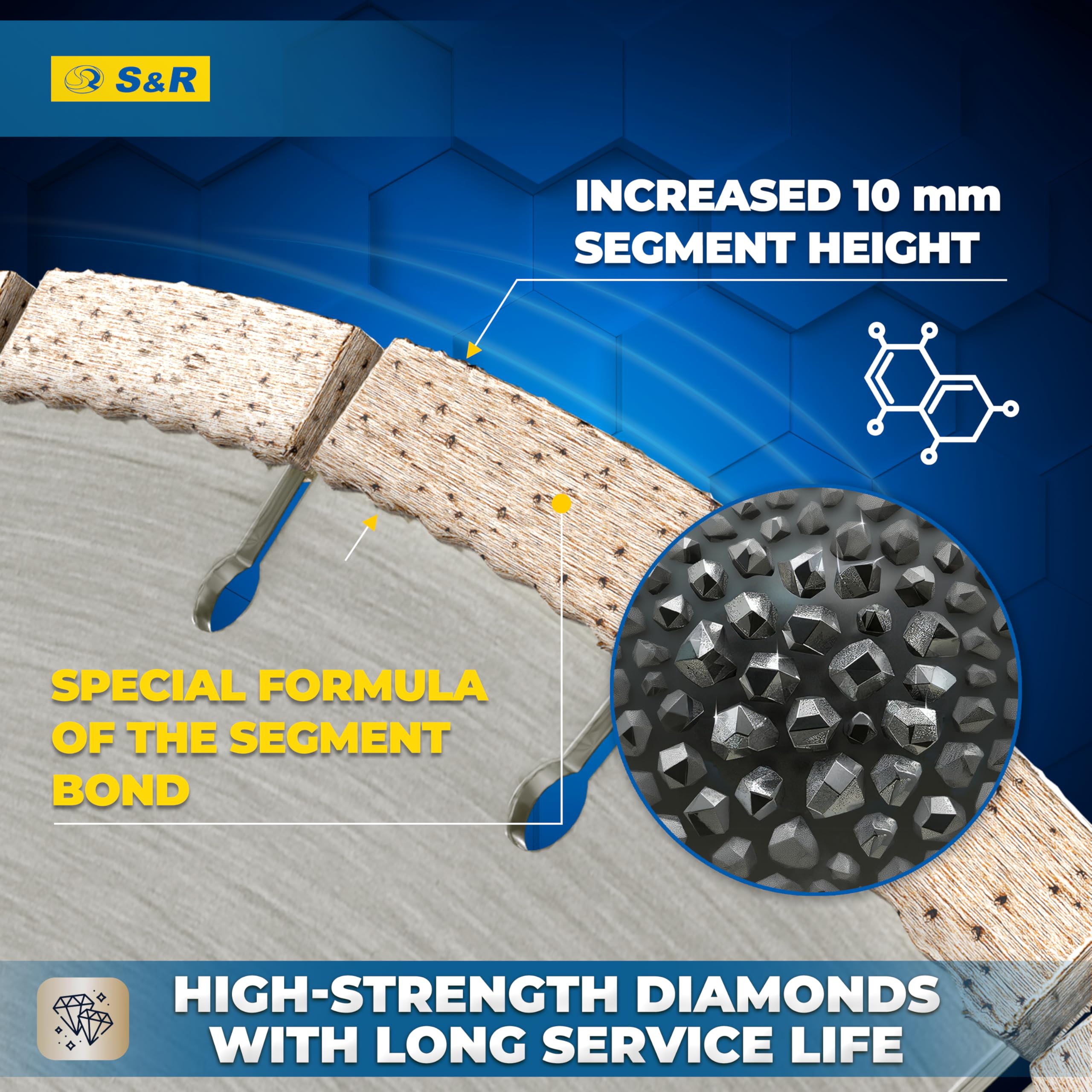 S&R Diamentowa tarcza tnąca 350 x 25,4 x 3,0 x 10 mm, jakość przemysłowa do kamienia naturalnego, sztucznego, marmuru, granitu, piaskowca, twardej cegły, do pił mechanicznych i stołowych