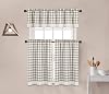 Decotex 3 Piece Buffalo Check Plaid Gingham Crochet Lace Trimmed Kitchen Window Curtain Tiers & Valance Set 24 Tiers with 14 Valance, TaupeBeige