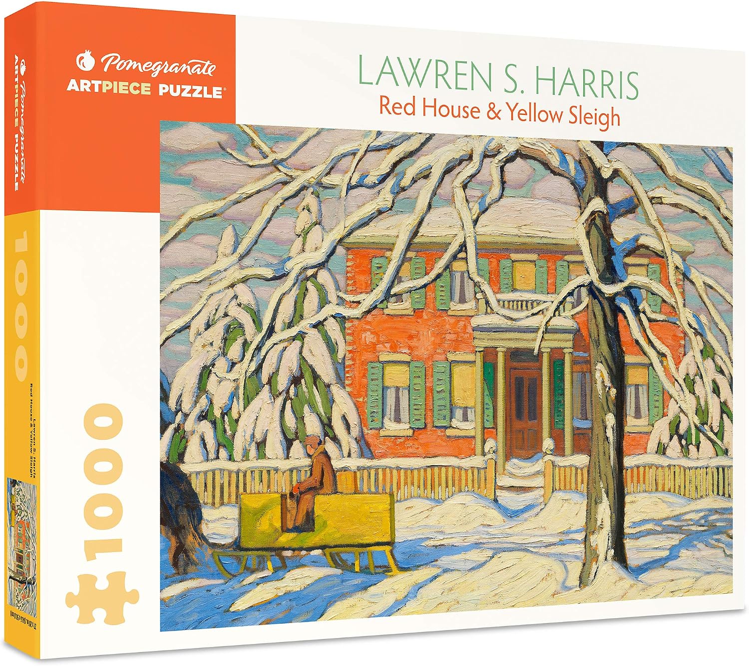 Pomegranate 1000-Piece Jigsaw Puzzle for Adults, Lawren S. Harris Red House and Yellow Sleigh, Holiday and Christmas Puzzle, Matte Finish, Snug Fit