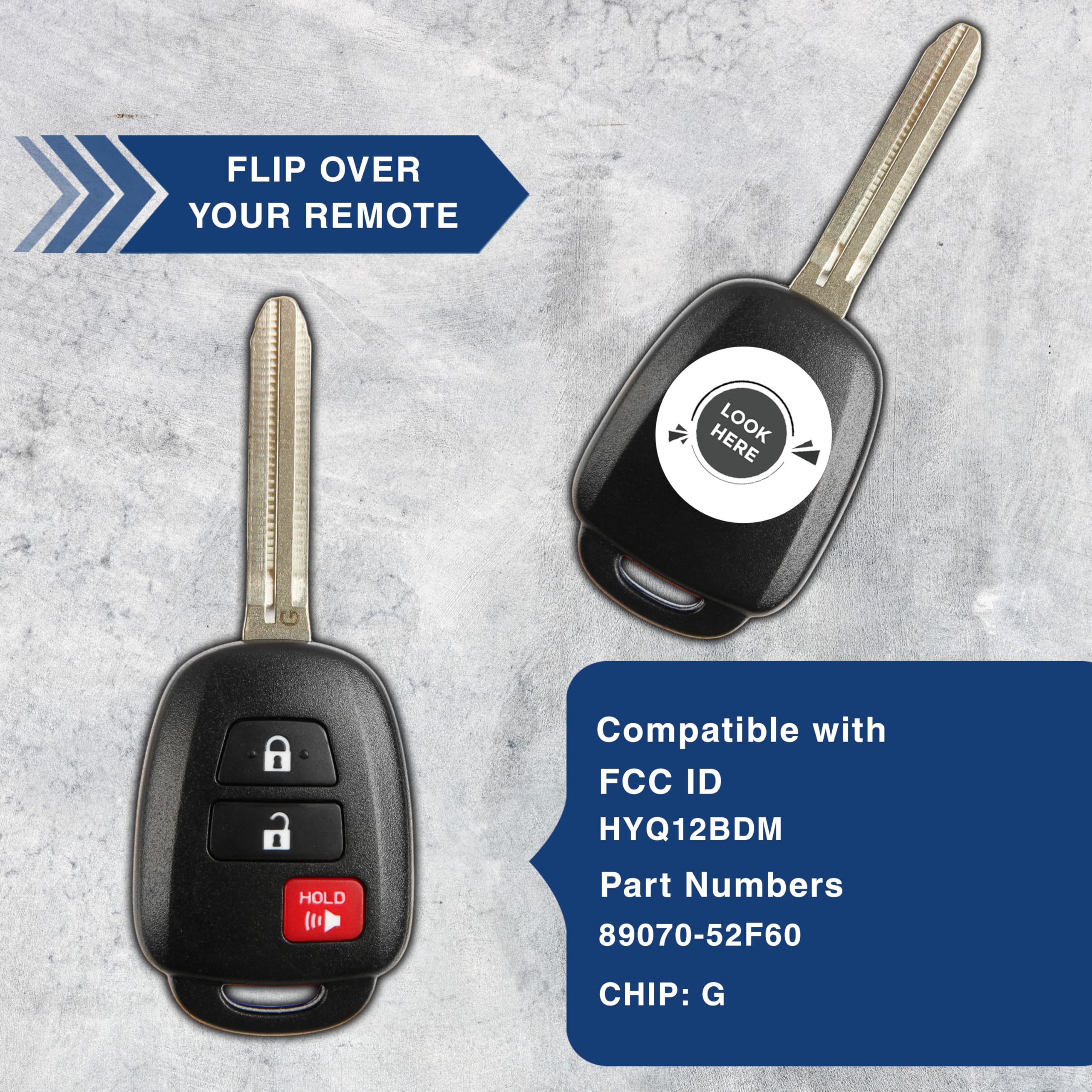 Nuevo Llavero Remoto de Entrada Sin Llave, Carcasa Llave para Toyota Prius C 2012-2016 (HYQ12BDM 3BTN G)