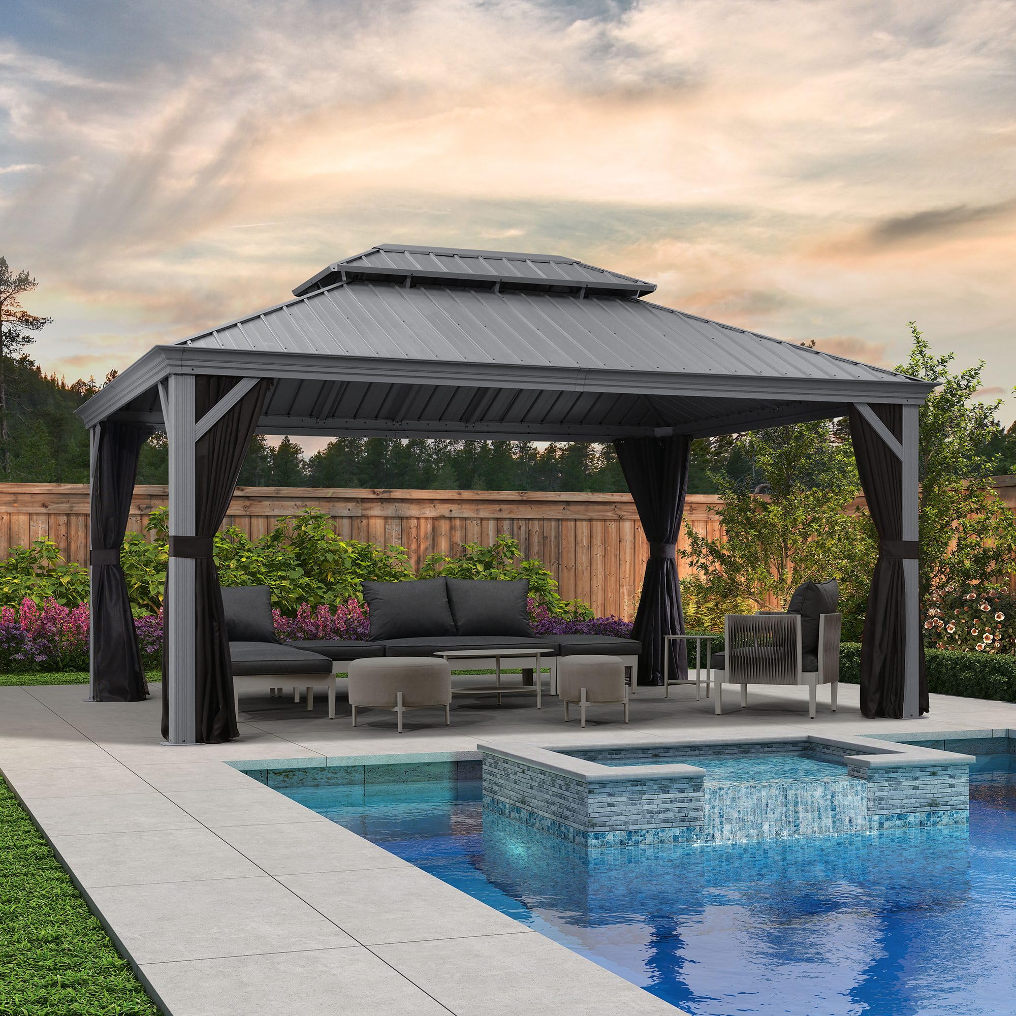Amazon.com : PURPLE LEAF 12' x 16' Aluminum Hardtop Gazebo with
