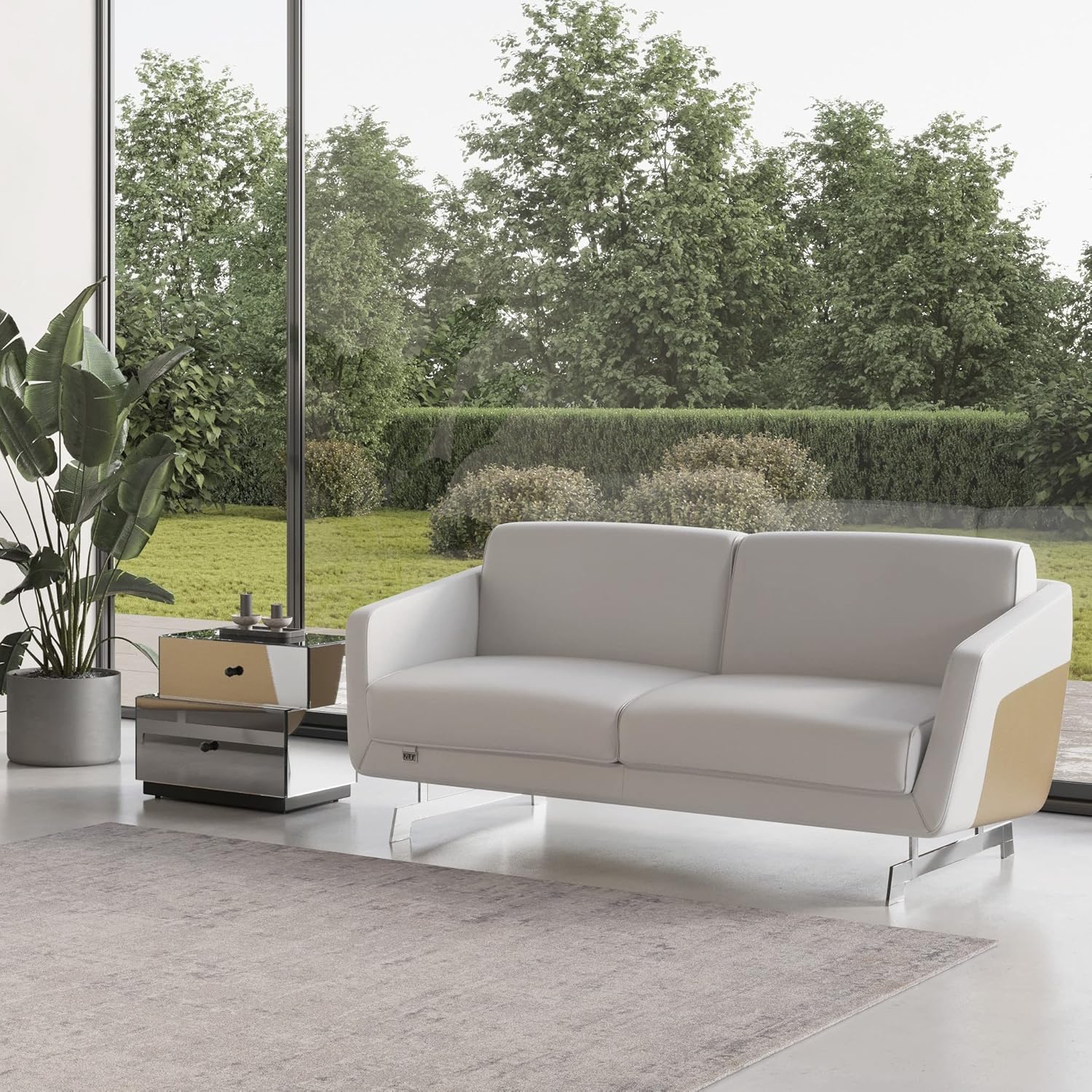 ZURI Tada 2 Drawer Mirrored Modern Night Stand