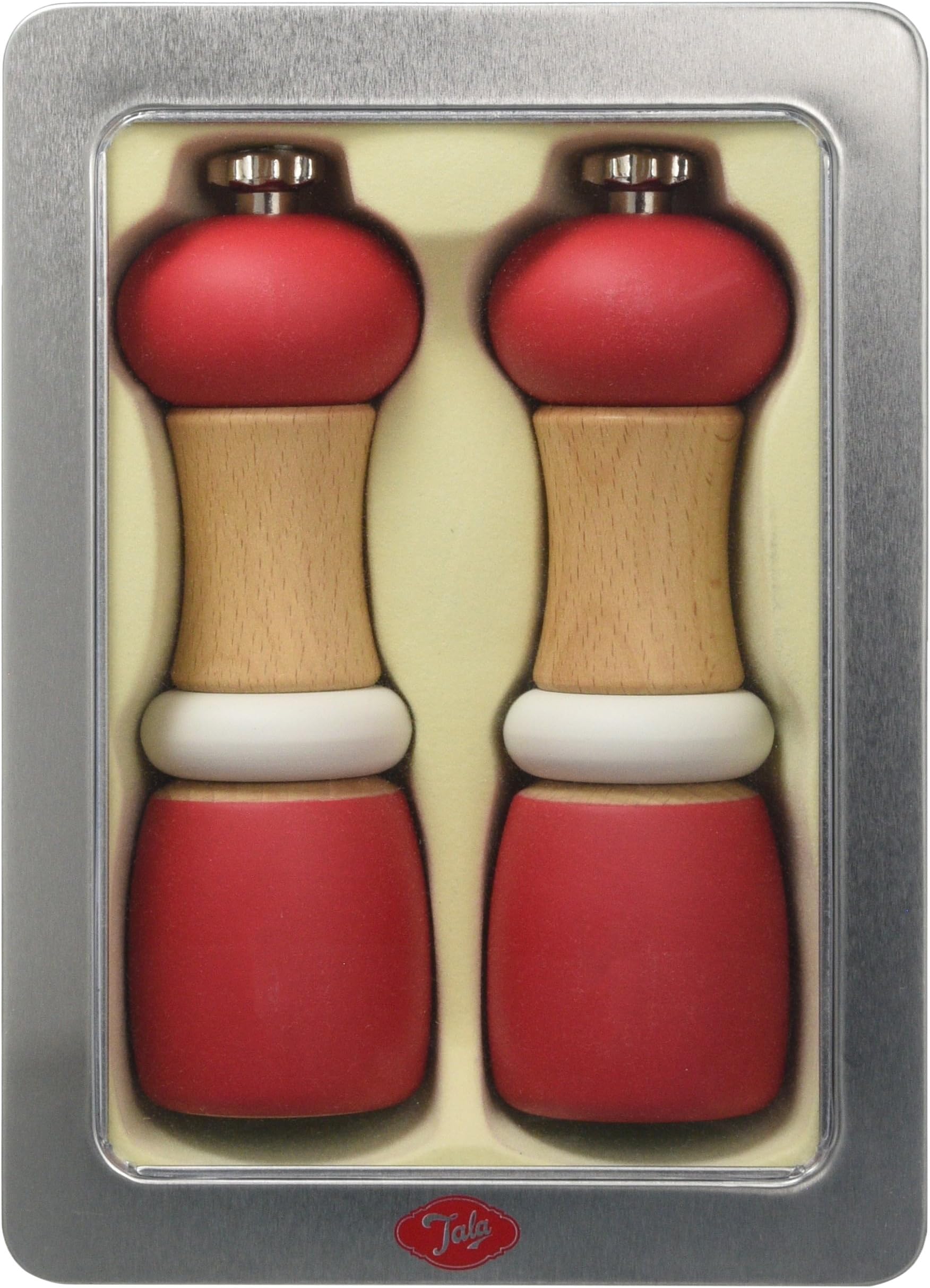 Tala Performance Red Wooden Capstan Salt & Pepper Mill Gift Set