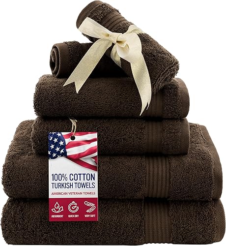 Vista 96 de American Veteran Towel, Juego de 4 toallas de mano para baño, juego de toallas de mano turcas 100% algodón, toallas de mano suaves, toallas de mano