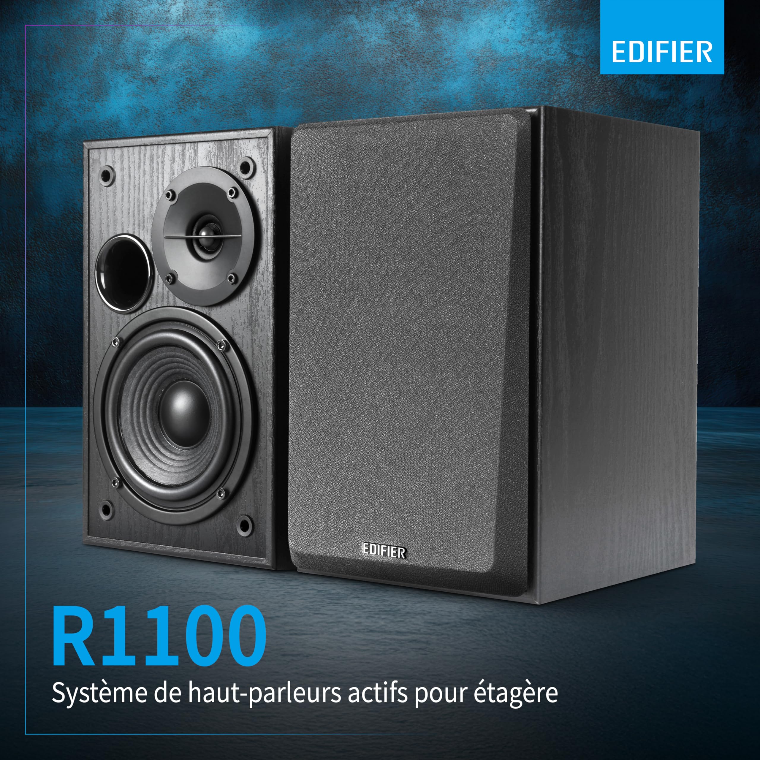 Edifier R1100 Enceintes Actives – 42W RMS Avec Bass-Reflex – Réglage Rrécis Du Son – Entrées RCA + AUX – Boîtier En Bois MDF Elégant – Idéal Pour Musique & Films – Noir