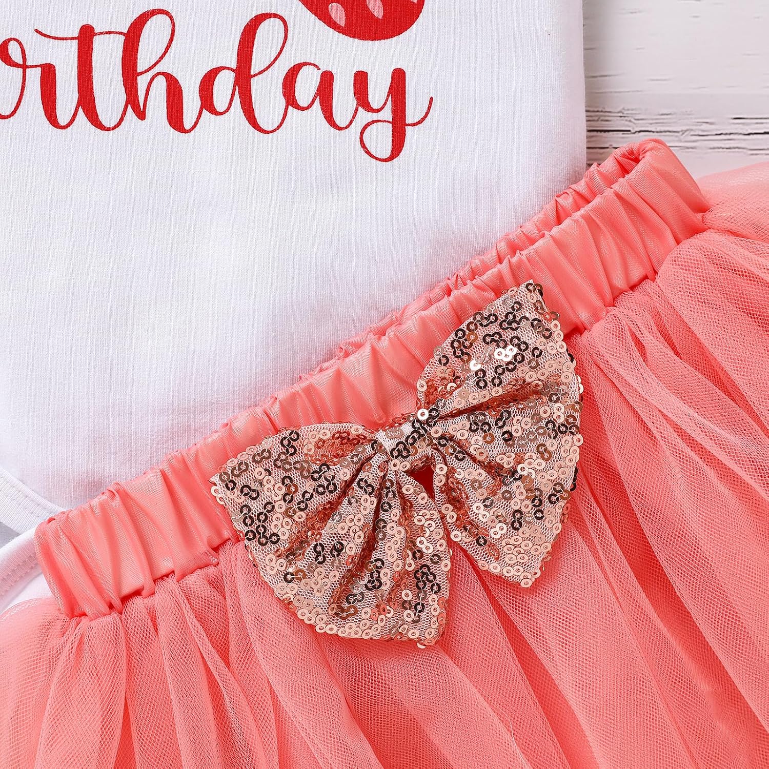 GRNSHTS Baby Girl Birthday Cake Smash Outfit Toddler Girl My 1st Birthday Romper Tutu Skirt with Headband Clothes Set