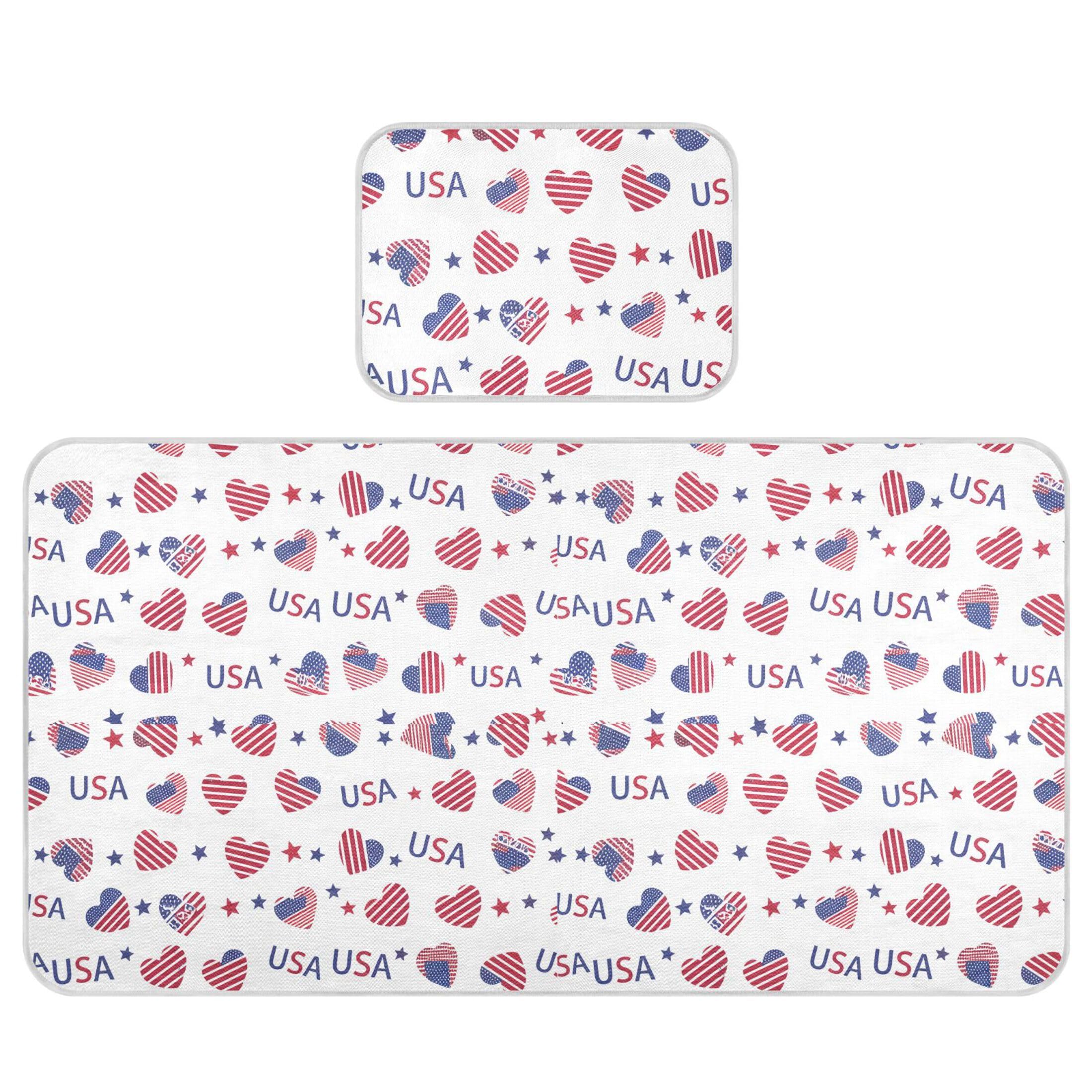 Takiito Patriotic Heart Baby Cooling Mattress Pad, Soft & Breathable Cooling Mat Keep Baby Cool in Summer 28x52 in, Nursery Essential
