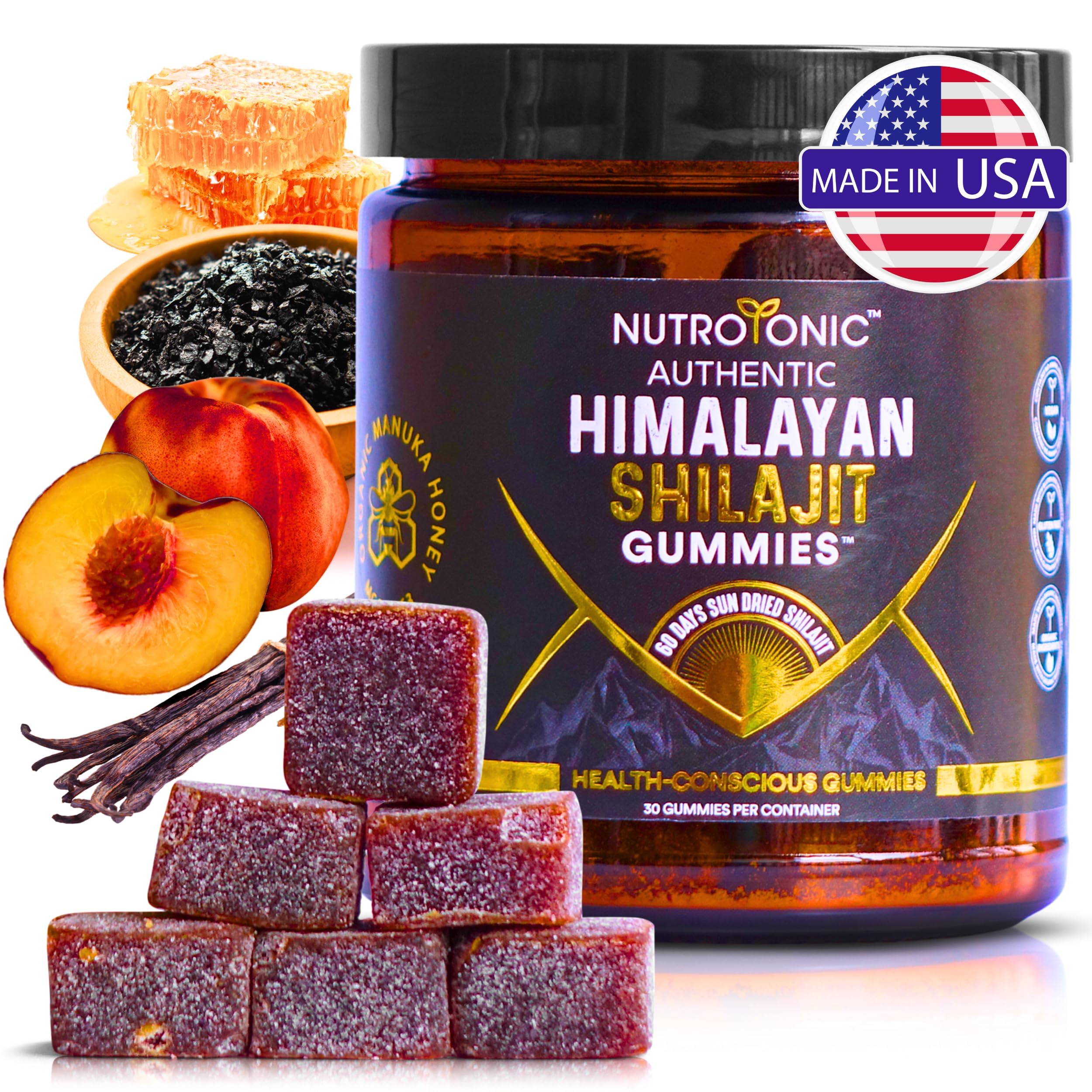 Organic SHILAJIT Gummies by NutroTonic | Cane Sugar Free, Sweetened by Organic Manuka Honey | Clean Formula | Natural Fulvic & Humic Acid | Heart & Brain, Cellular Health | 30 Healthy Gummies (1) — Amazon image 10