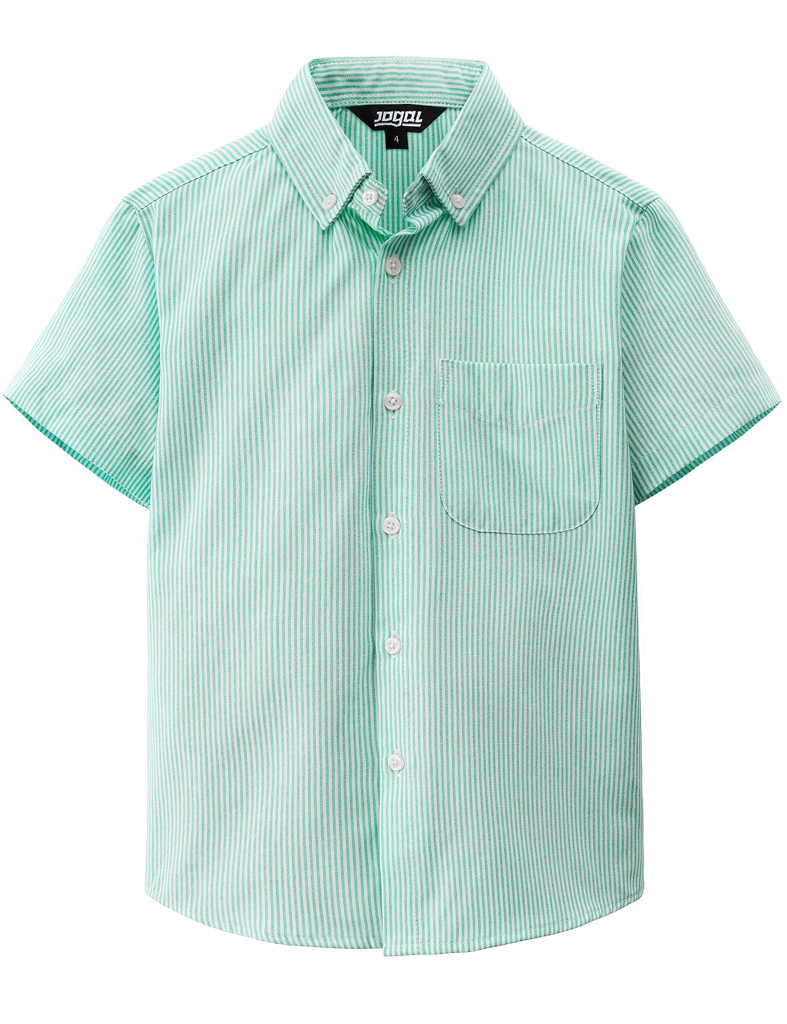 JOGAL Boys Button Down Shirt Short Sleeve Oxford Dress Shirts Casual Striped Tops for 6-14 Years