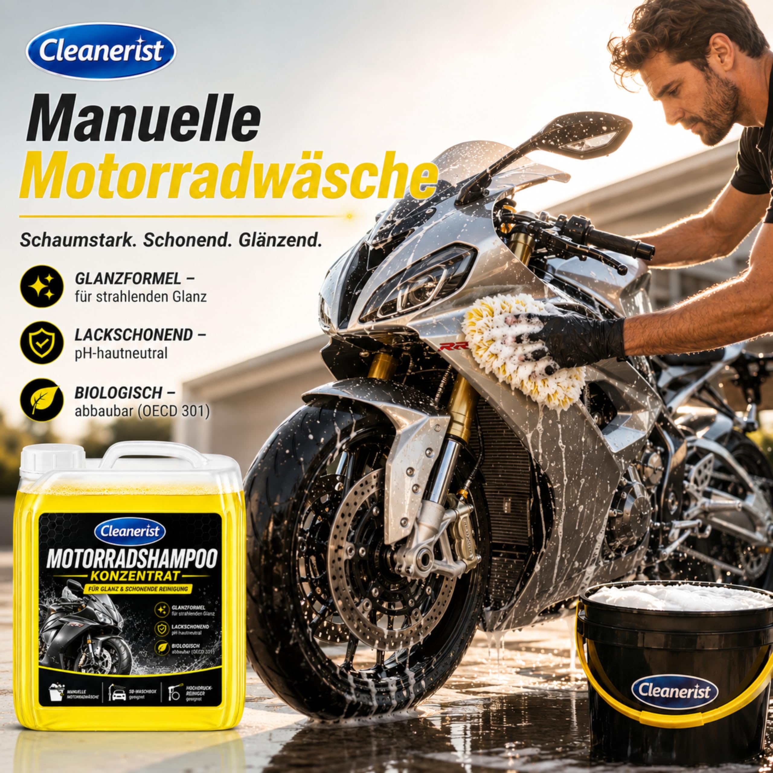 Nettoyant concentré pour moto/quad AP21 5 L | Shampooing pour moto Motocross
