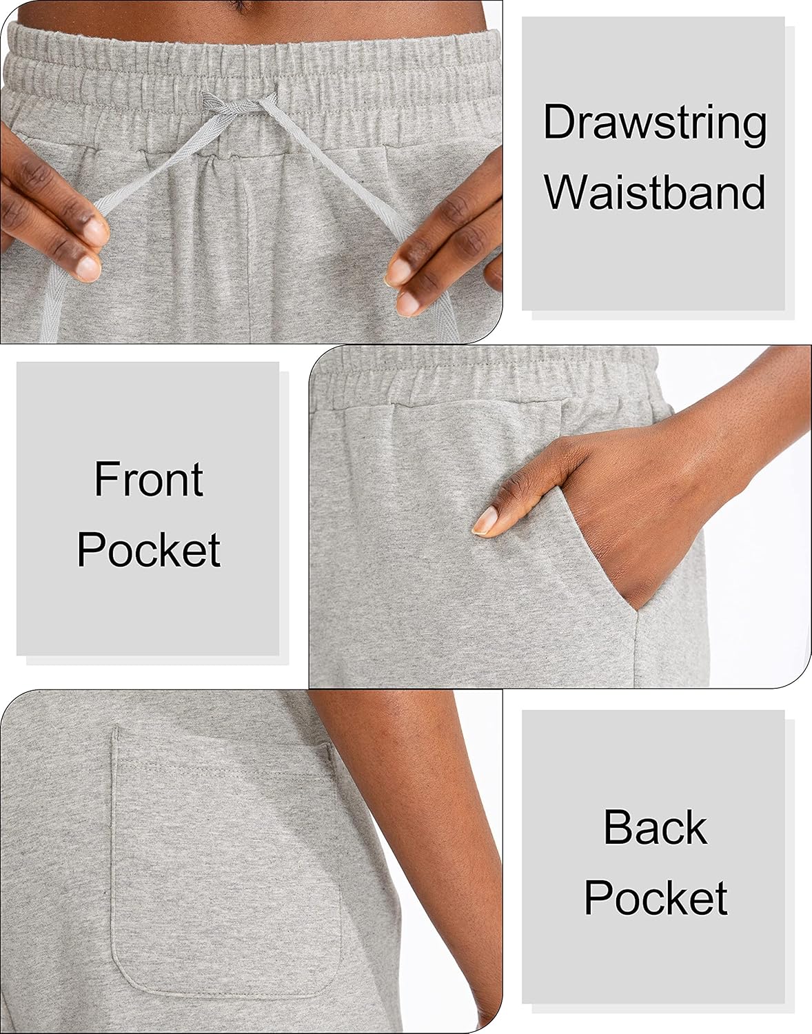 SANTINY Women's Cotton Shorts 5'' Lounge Yoga Shorts Jersey Sweat Bermuda Shorts for Women Walking Athletic with Pockets : Sports & Outdoors