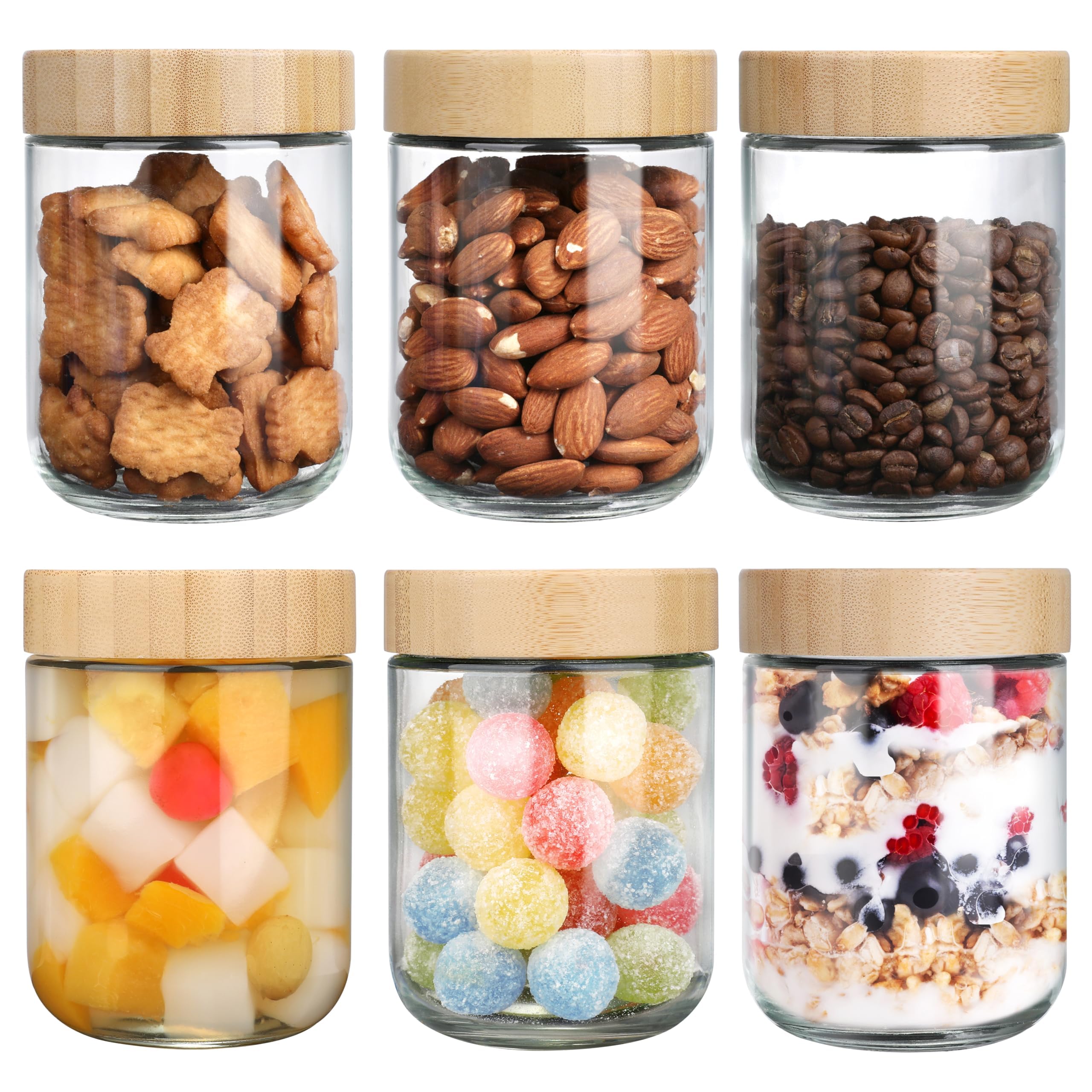 Bocaux Mason en verre de 473 ml avec couvercles étanches en lot de 6 pièces