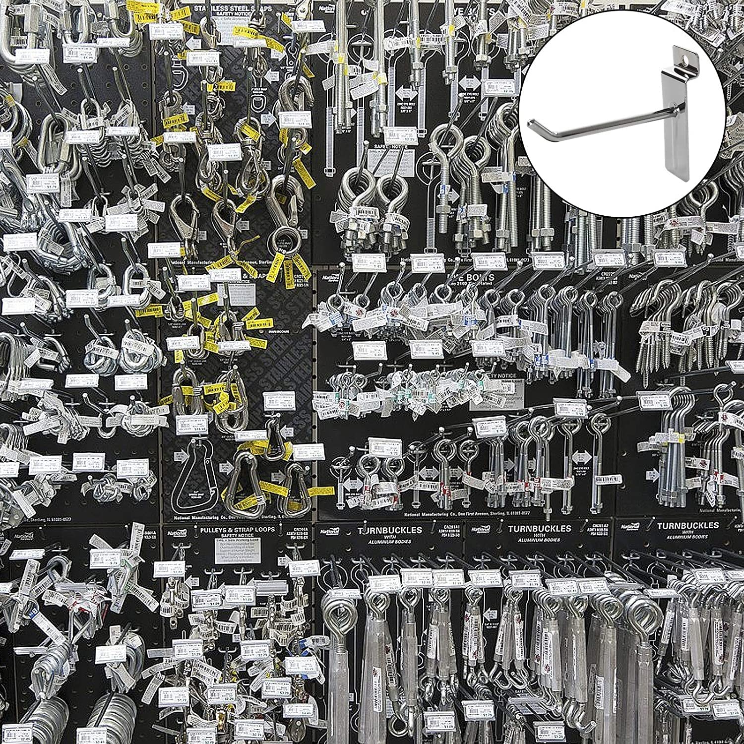 Moxweyeni 100 Pcs Metal Slatwall Hooks - Silver, 4 Maldives - View #8