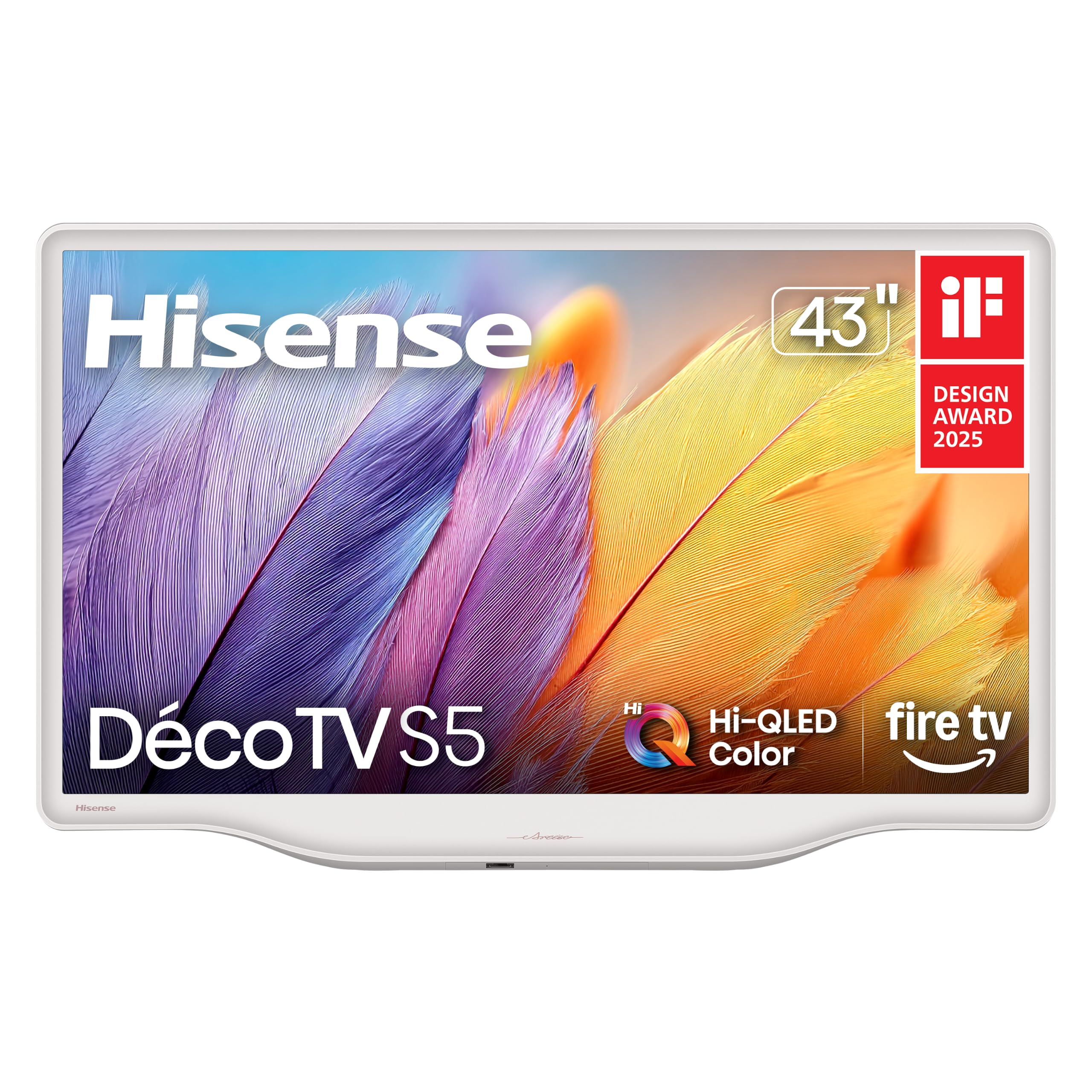 Hisense 43-Inch S5 DécoTV Series Hi-QLED 4K UHD Smart Fire TV (43S5QF, 2026 Model) – Versatile Fit, Hi‑QLED Color, Dolby Vision &amp; Atmos, VRR Gaming, Stream Live TV Without Cable