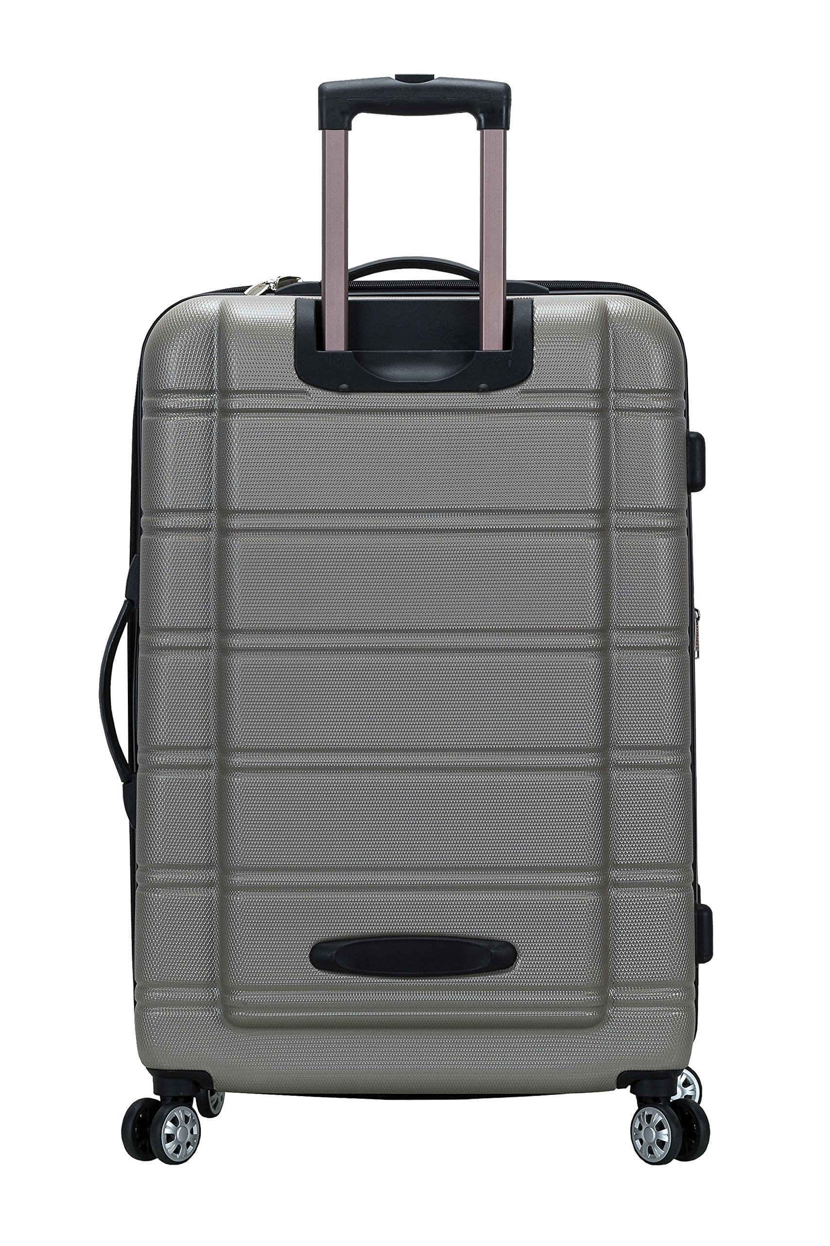 Rockland Melbourne Hardside Expandable Spinner Wheel Luggage, Silver, Checked-Large 28-Inch