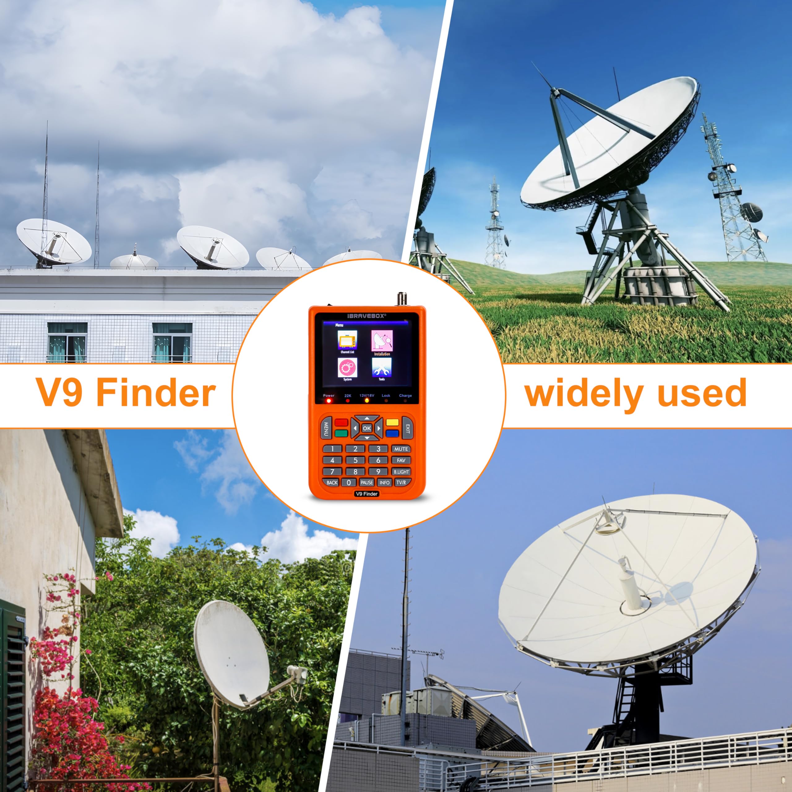 V9 Finder Digital Satellite LCD Signal Meter da 3,5 pollici Decodificatore del ricevitore(Noir