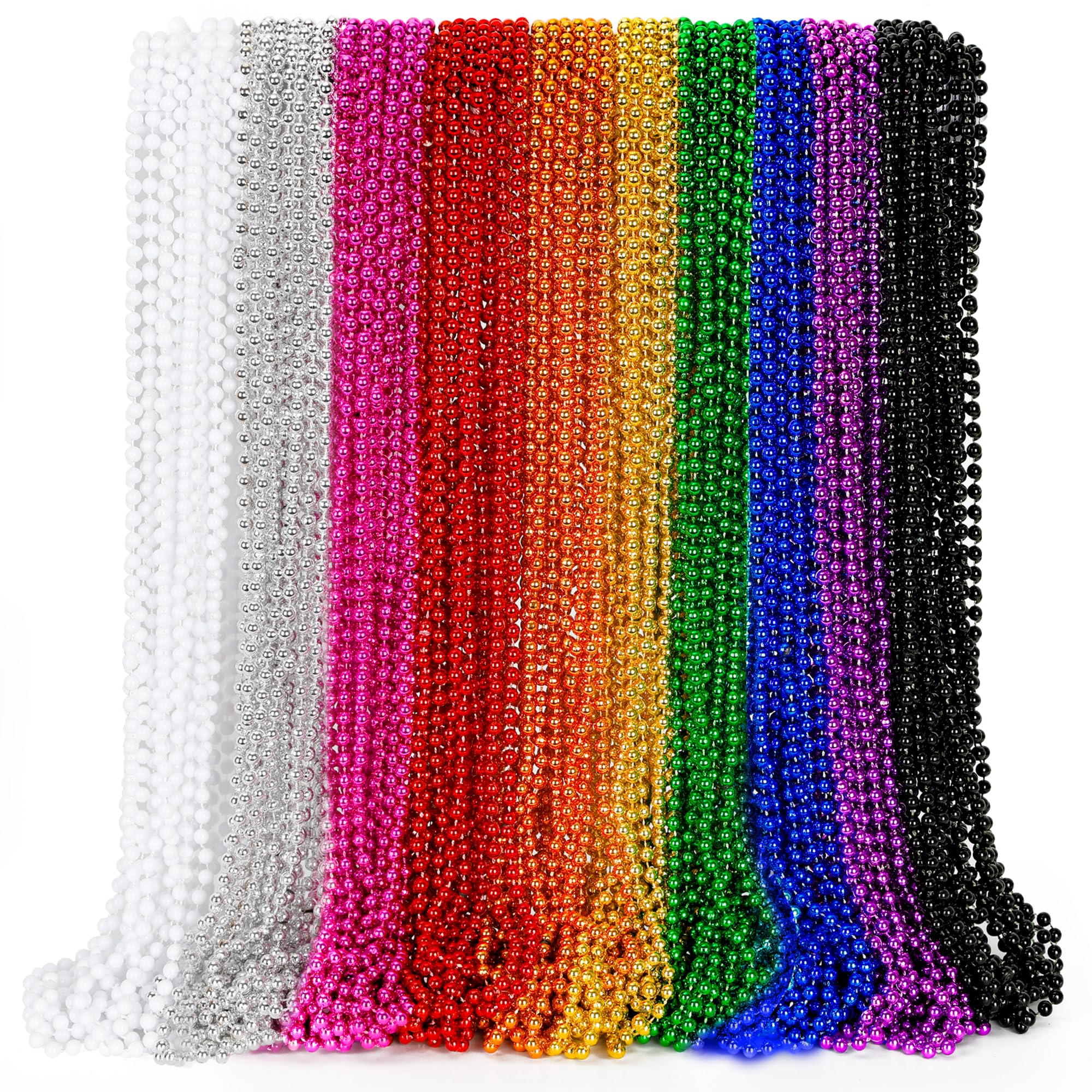 EOBOH 100PCS Mardi Gras Beads, Colorful Beads Necklace Toy Party Favors, 33" Bead Costume Accessories Bulk, Festival Mardi Gras Parade Throw Accessories Wedding Birthday Celebrations Decor โ image 1