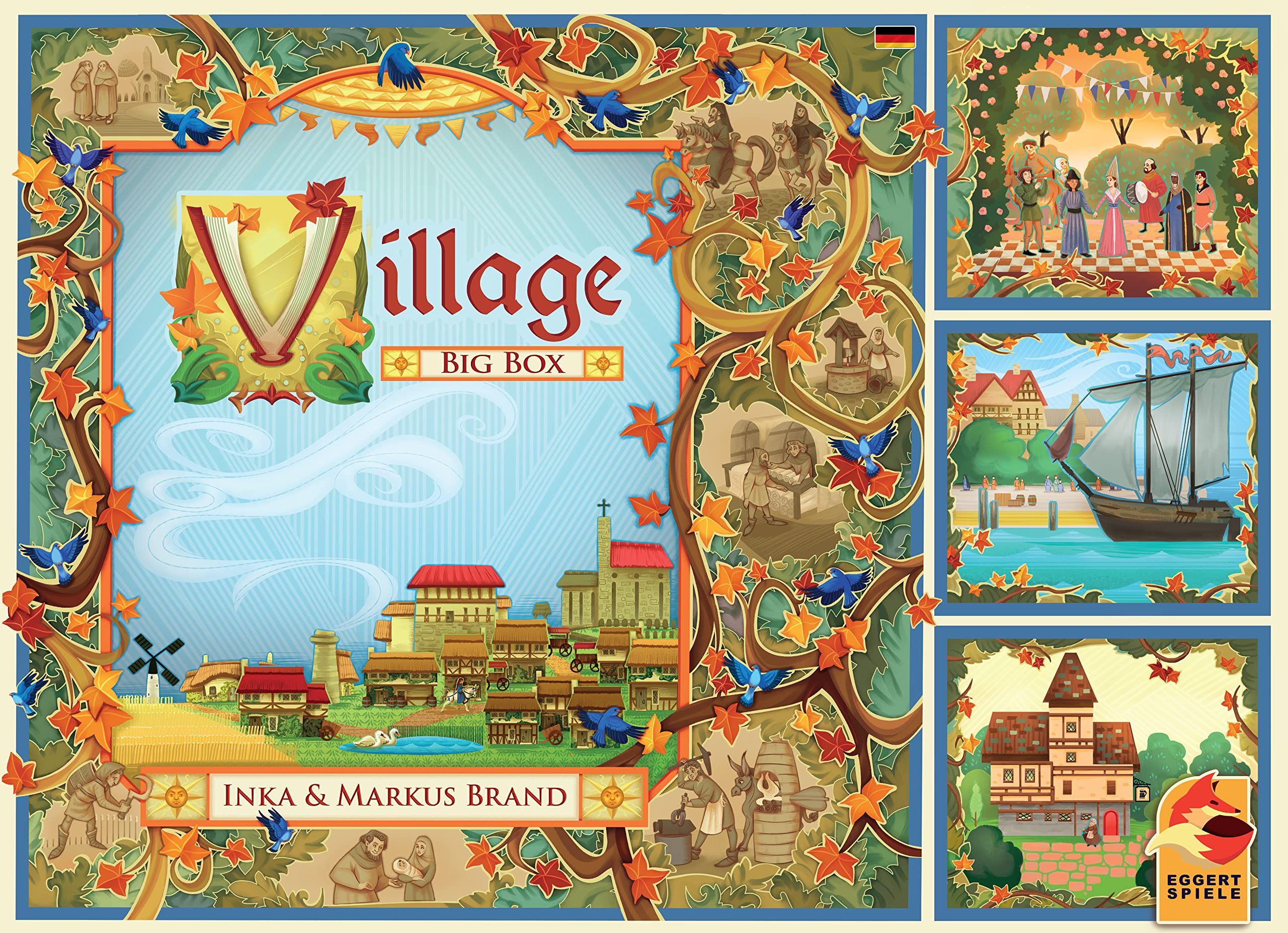 Eggertspiele, Village Big Box, Grundspiel + Erweiterungen, Kennerspiel, Brettspiel, 1-5 Spieler, Ab 12+ Jahren, 60-120 Minuten, Deutsch, Mehrfarbig, Bunt