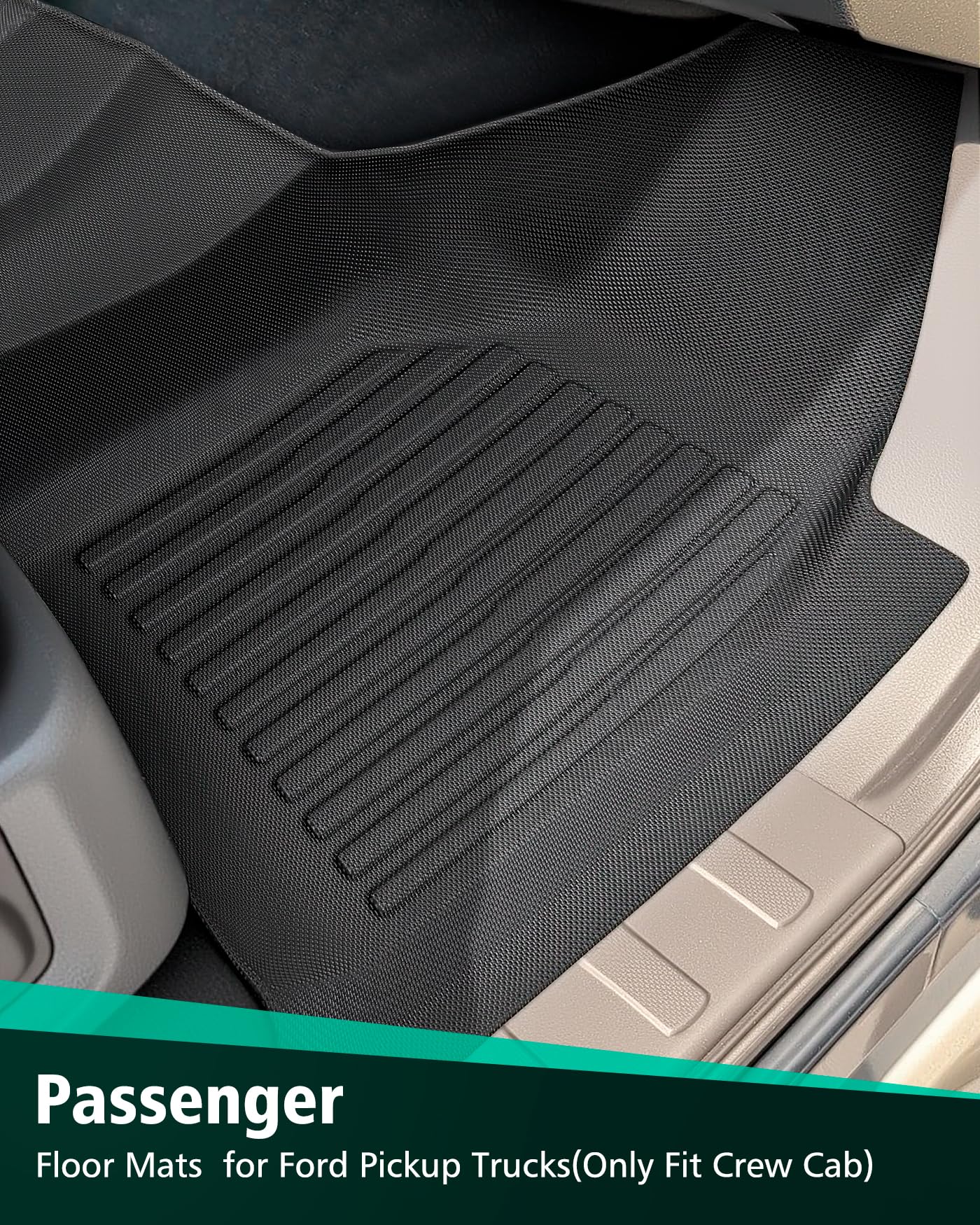 DiffCar for Ford F250 F350 F450 F550 Floor Mats Crew Cab 2008 2009 2010 Without Manual Shifter Footwell — view 5