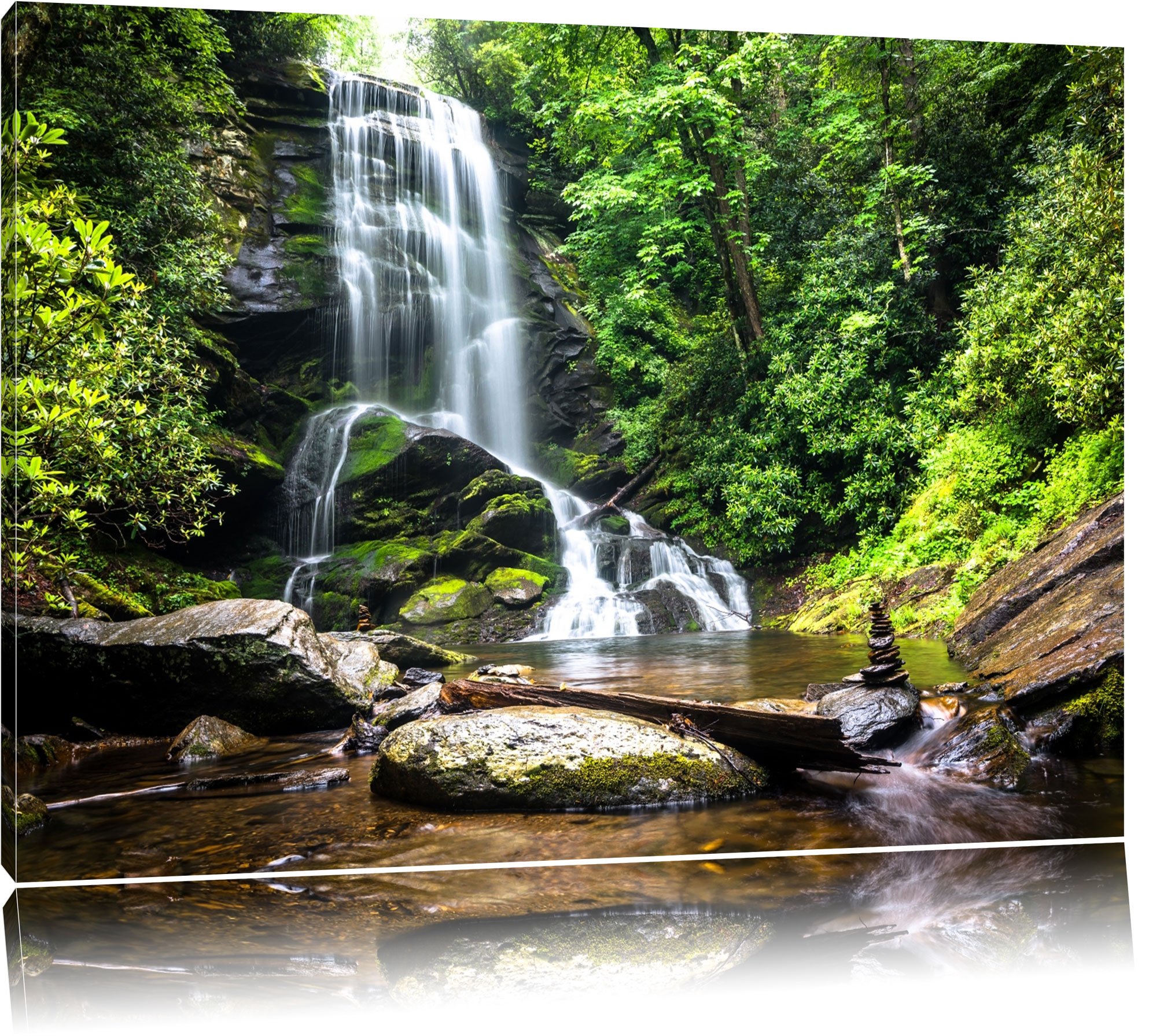 Art mural cascade tropicale XXL toile tendue sur châssis finition premium