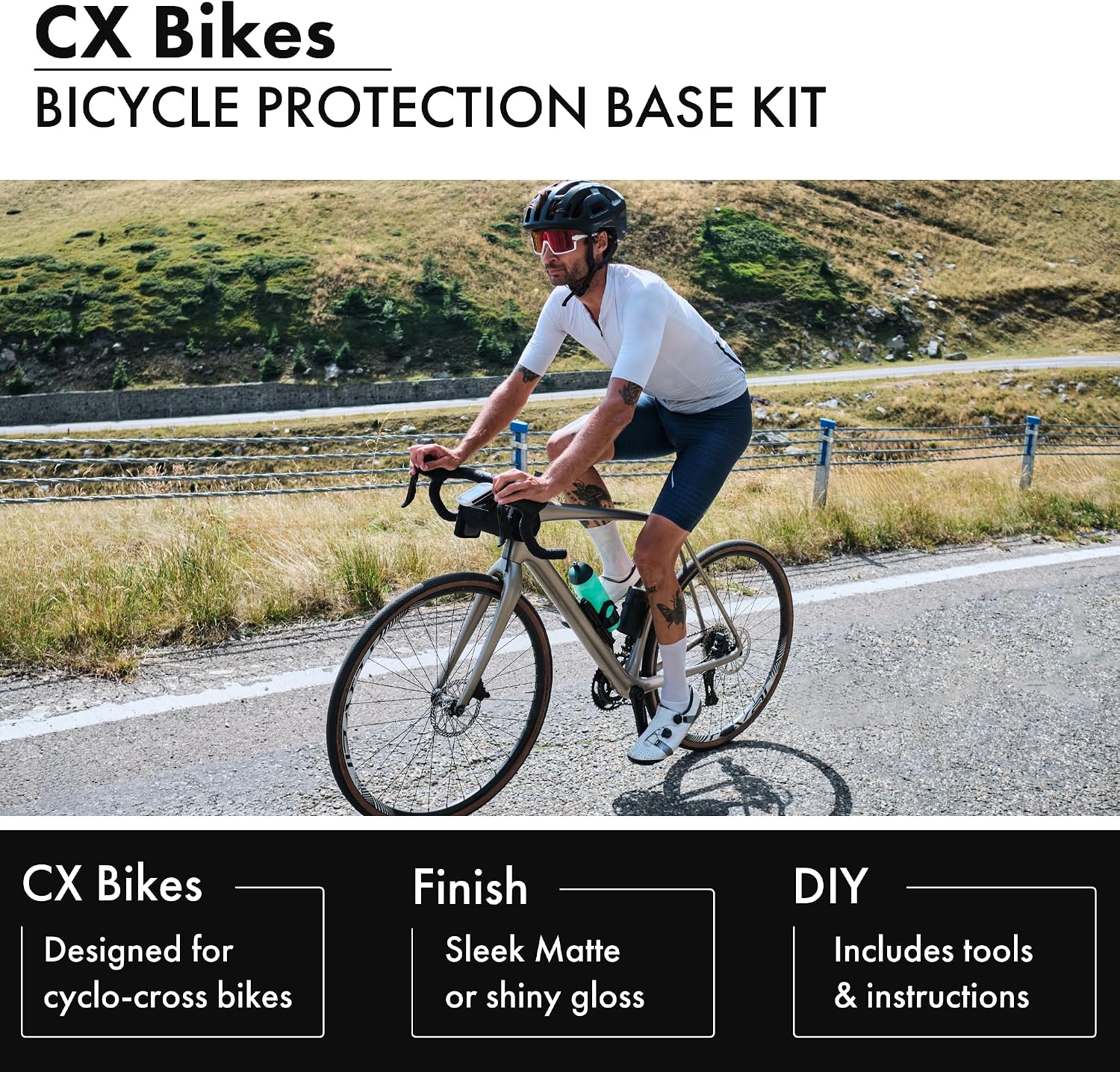 XPEL Universal Bicycle Protection Base Kit for CX Bikes - Matte Bike Frame Protection Kit - High-Performance XPEL Invisiframe Film, Protects Against Debris and Scratches, All-Weather Protection