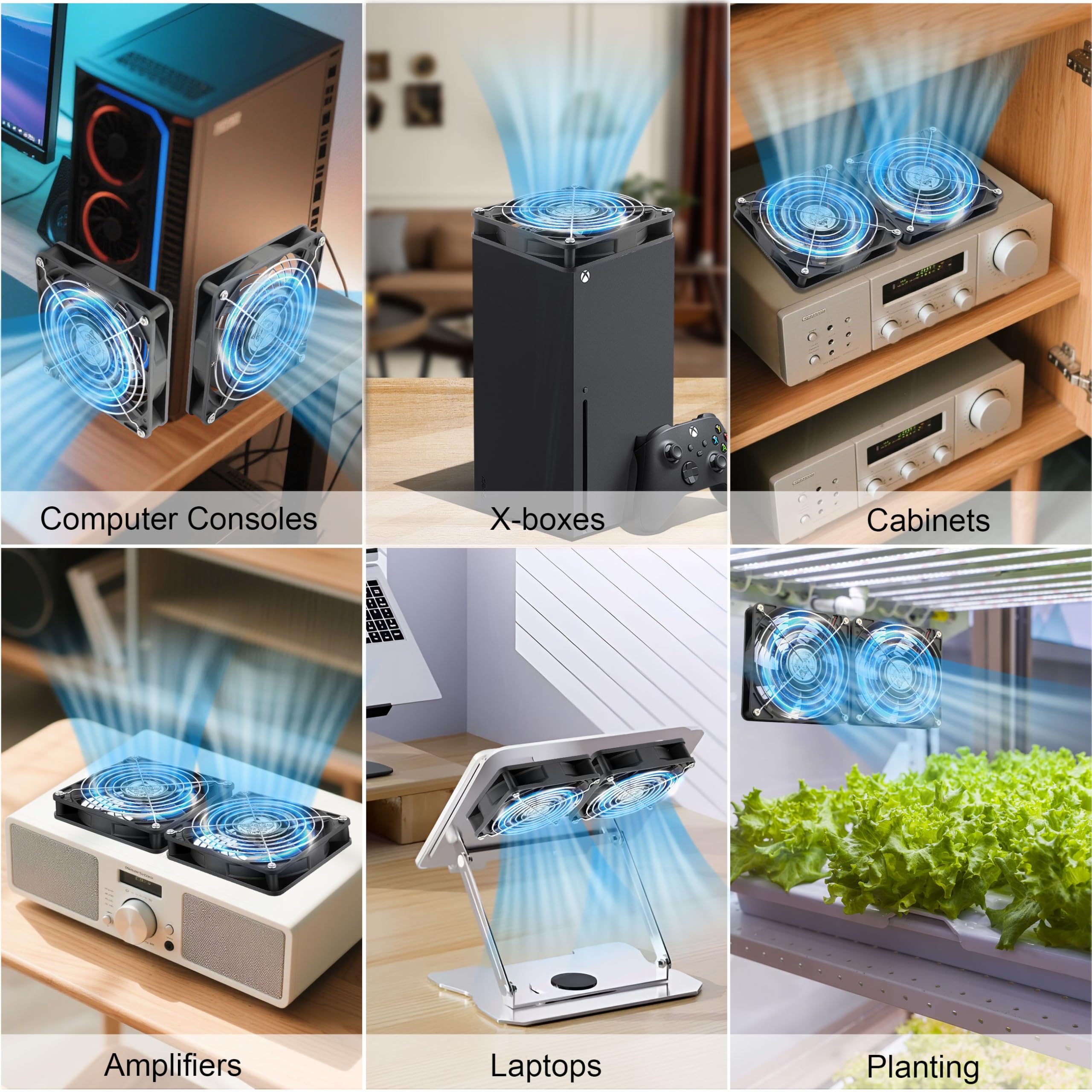 GDSTIME Set di 2 ventilatori USB 140 mm Ventilatore PC 140 mm USB Fan 5 V 140 x 25 con 3 velocità regolabile per computer router mobile