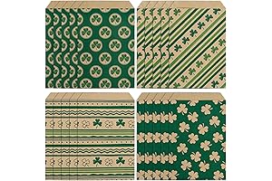 Whaline 120 Pack Treat Bags with Shamrock Stripe and Clover Prints