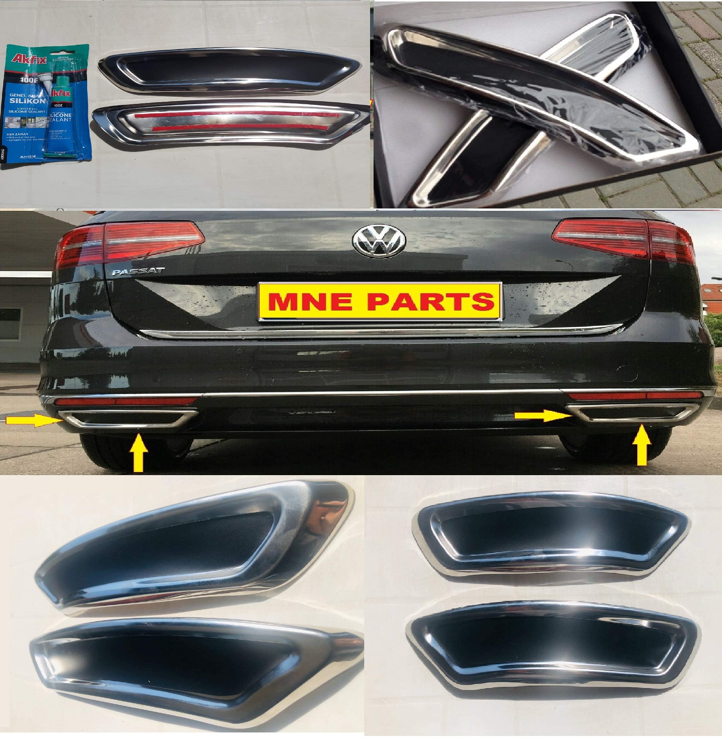 Adatto per Passat B8 3G2 3G5 berlina/station wagon 2014-2018 telaio di scarico cromato 2 pezzi in acciaio inox