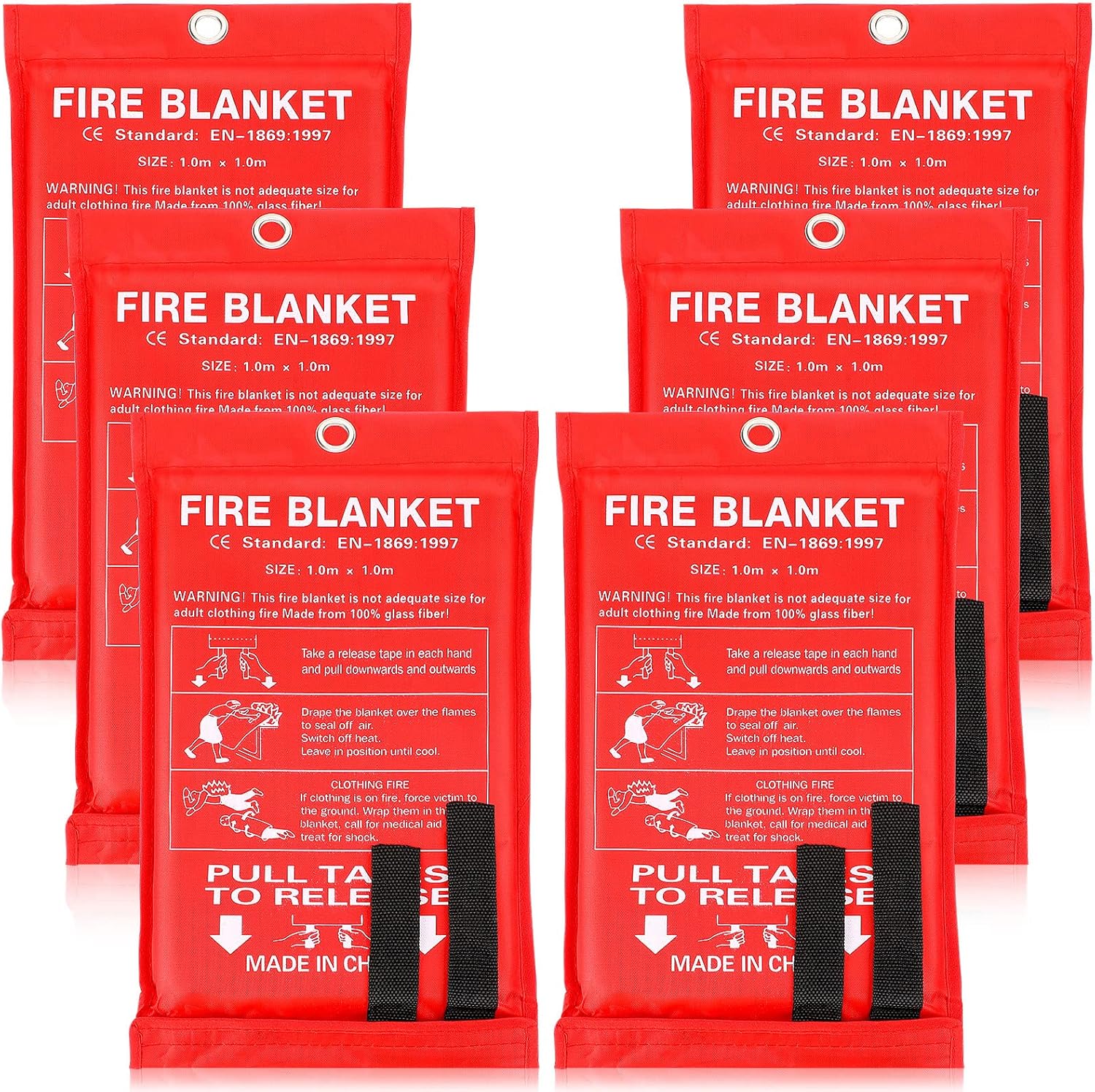 Macarrie 6 Pack 39” x 39” Fire Blanket Emergency Fire