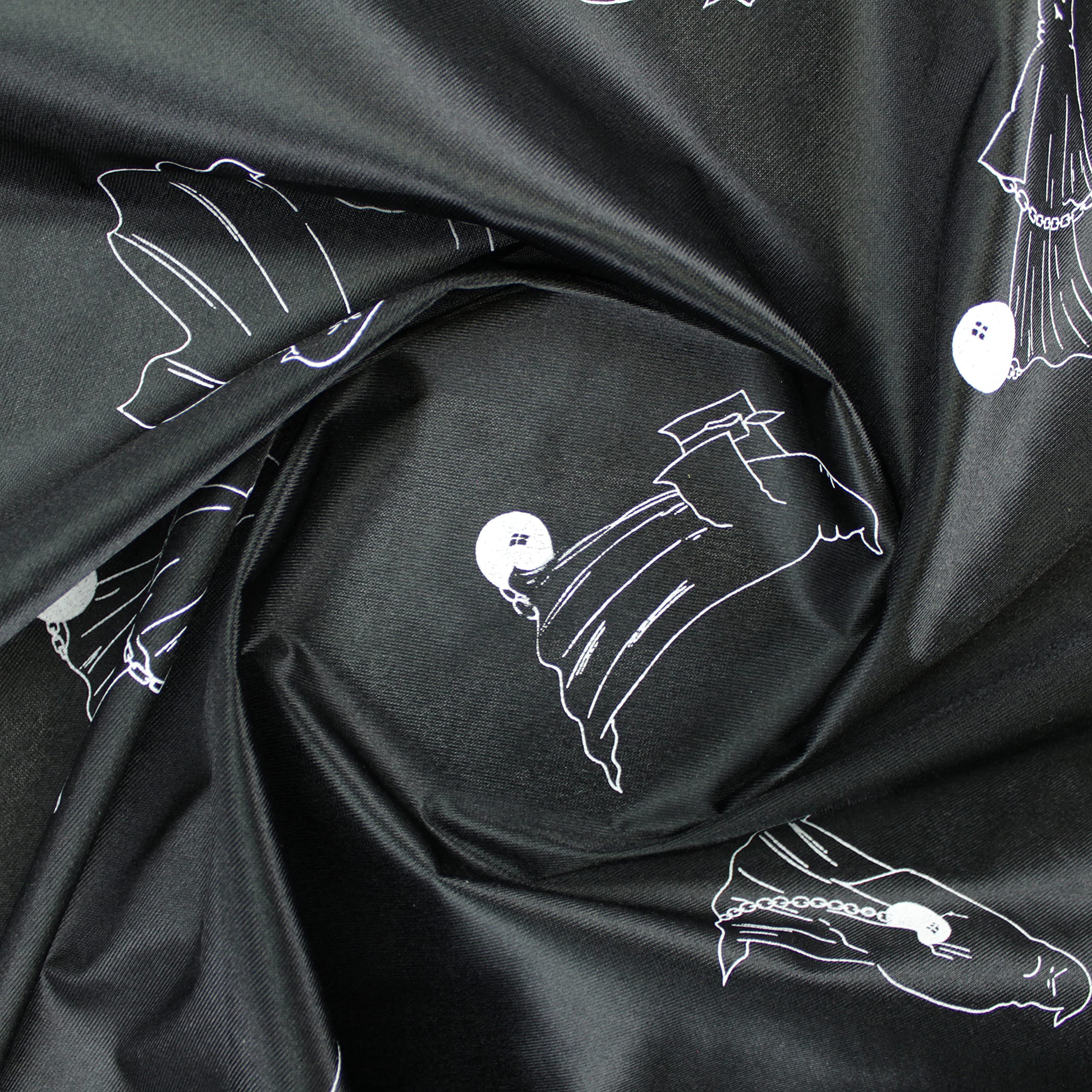 TEJIDO DE RASETE CON ESTAMPADOS ESPECIAL PARA MAGOS, BRUJAS, FANTASMAS Y VAMPIROS DE ANCHO 150 cm POR METRO. SATIN DE CARNAVAL ESPECIAL MAGOS, BRUJAS, FANTASMA Y VAMPIROS (FANTASMAS, 10 METROS)