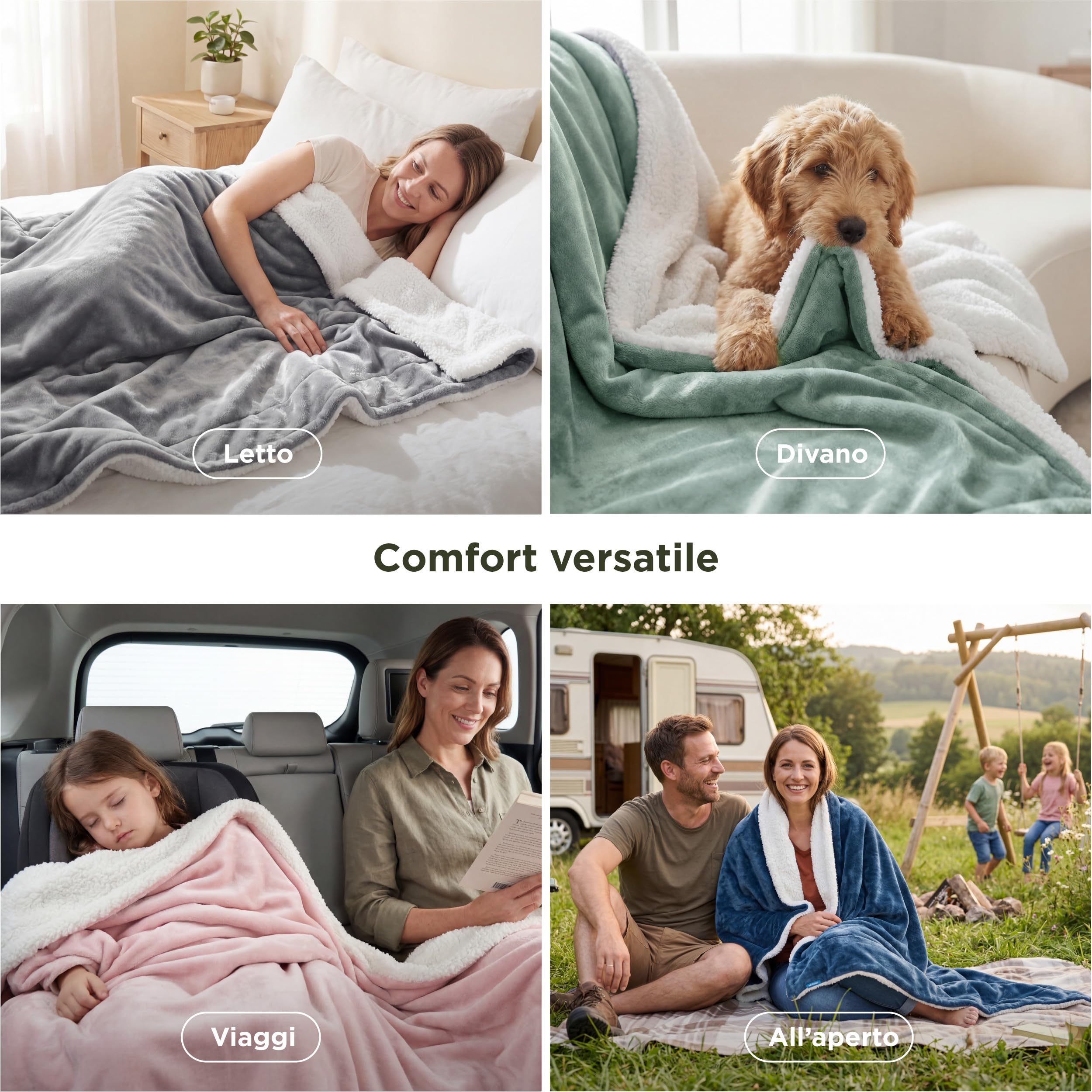 Bedsure Coperta in Pile Sherpa - Plaid Divano e Letto, Coperta Calda Accogliente, Sherpa Extra Spessa Morbida, Coperta Termica Copridivano Matrimoniale, XL 150x200 cm, Grau