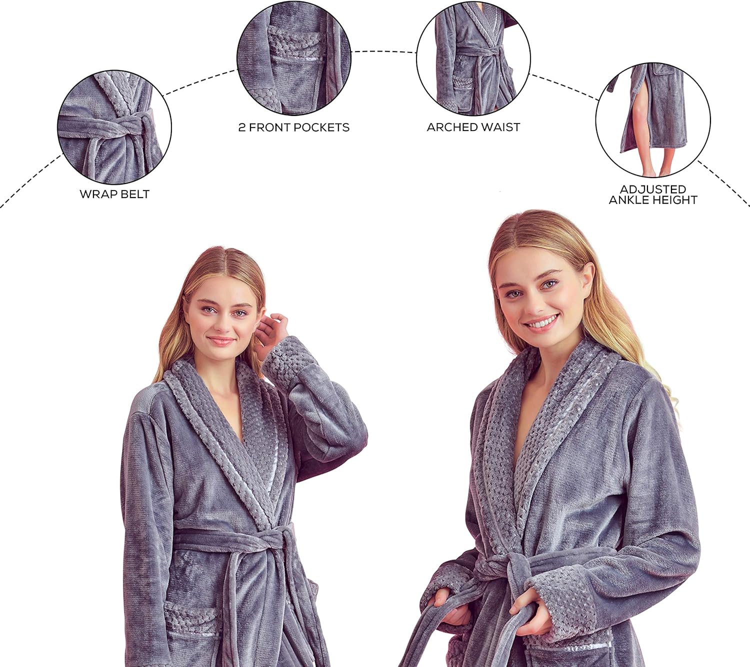 Women's Fleece Bathrobe - Plush & Soft Robe - Lounging & Relaxation - Cozy & Elegant - Fluffy & Comfortable - Long & Stylish - Image 4