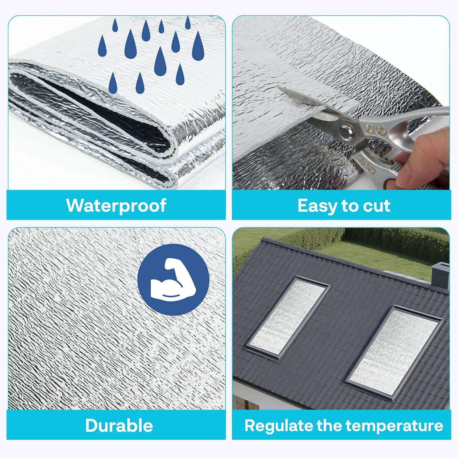 Art3d 3MM Reflective Insulation Roll, 48IN x 10FT – Double Sided Aluminum with Foam Core, Radiant Barrier for Window Insulation, Basements, Garage Doors and RVs