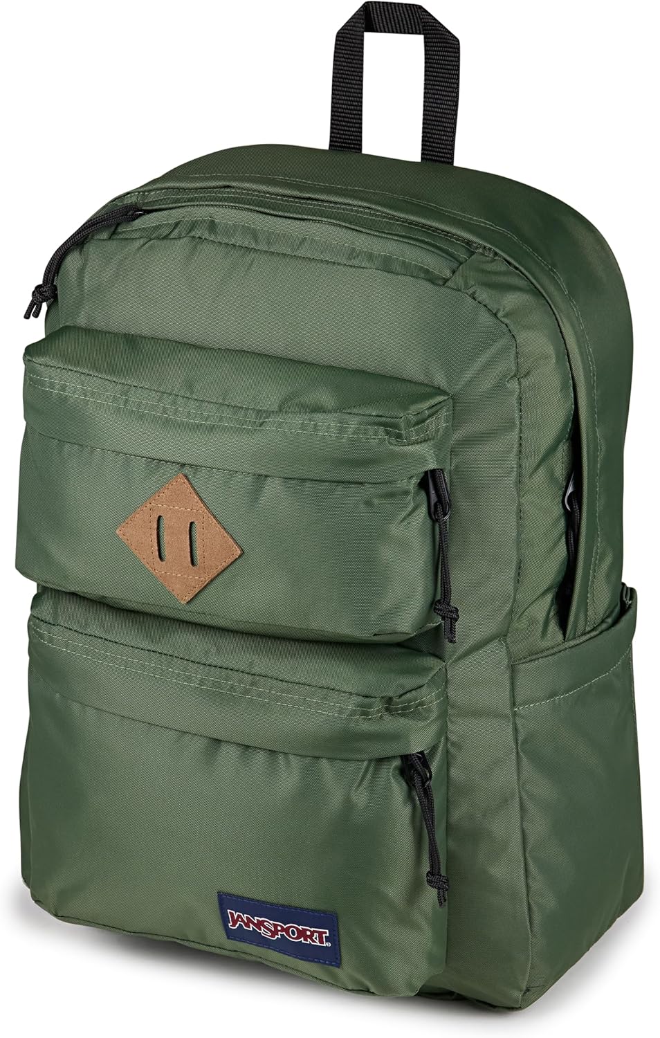 JanSport Double Break Backpack – 15-inch Padded Laptop Compartment, Dual Water Bottle Pockets, Internal Organizer, Large Main Compartment, Cargo Green