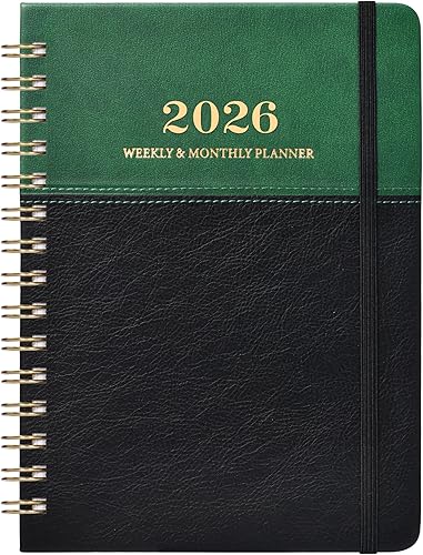 Agenda 2026 - Agenda semanal mensual de 2026, agendas calendario con cierre elástico, bolsillo interior, 6.1 x 8.3 pulgadas, de enero a diciembre de