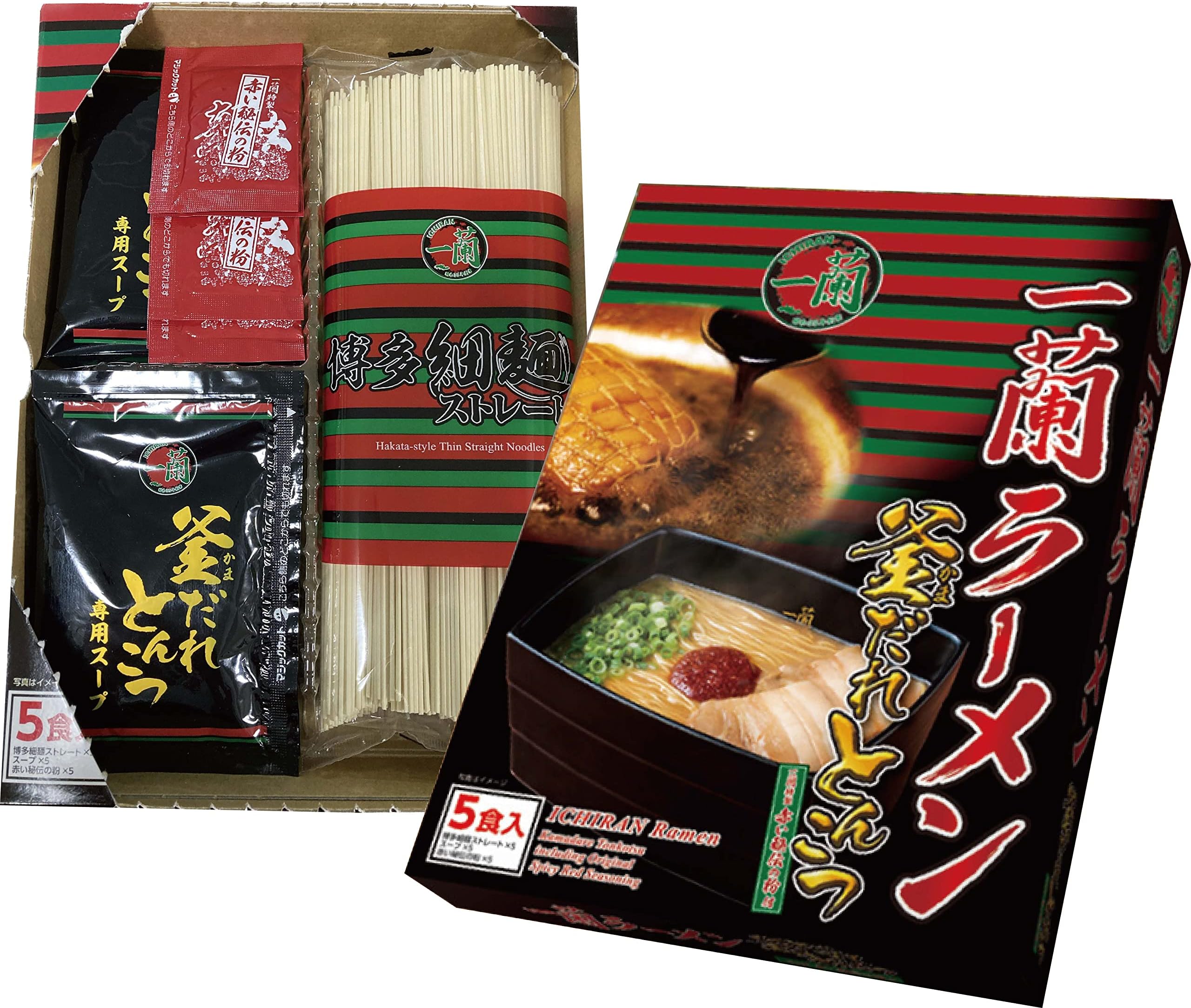 Ichiran Hakata straight noodle Kamadare premium tonkotsu soup Ramen avec special secret red Ichiran dry sauce - 5 meals