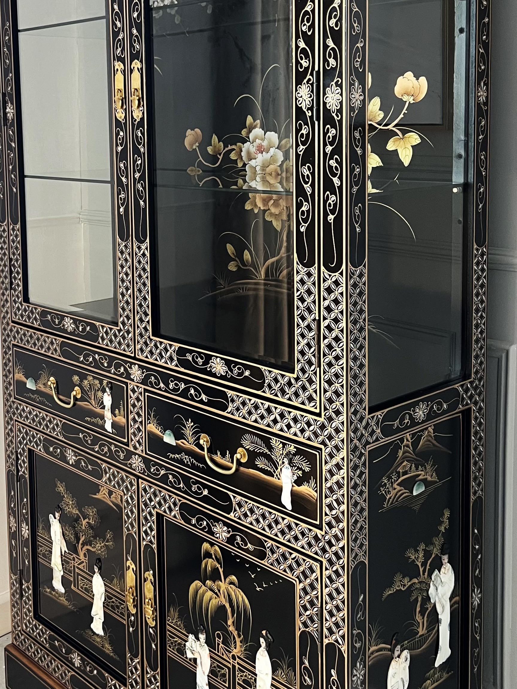 Mother Of Pearl Black Lacquer Cabinet With Drawer - Tradewinds - View #7