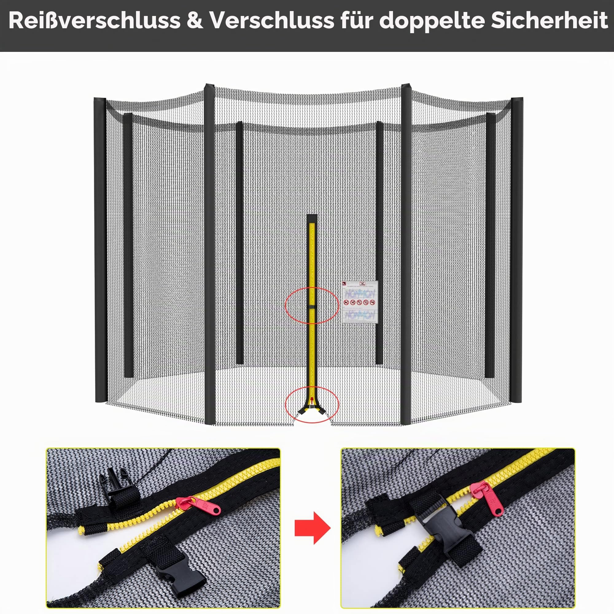 NONMON Trampolin Ersatznetz Sicherheitsnetz für Trampolin Ø 244 305 366 397 427 cm, Gartentrampolin Trampolinersatznetz Netz außenliegend UV-beständig