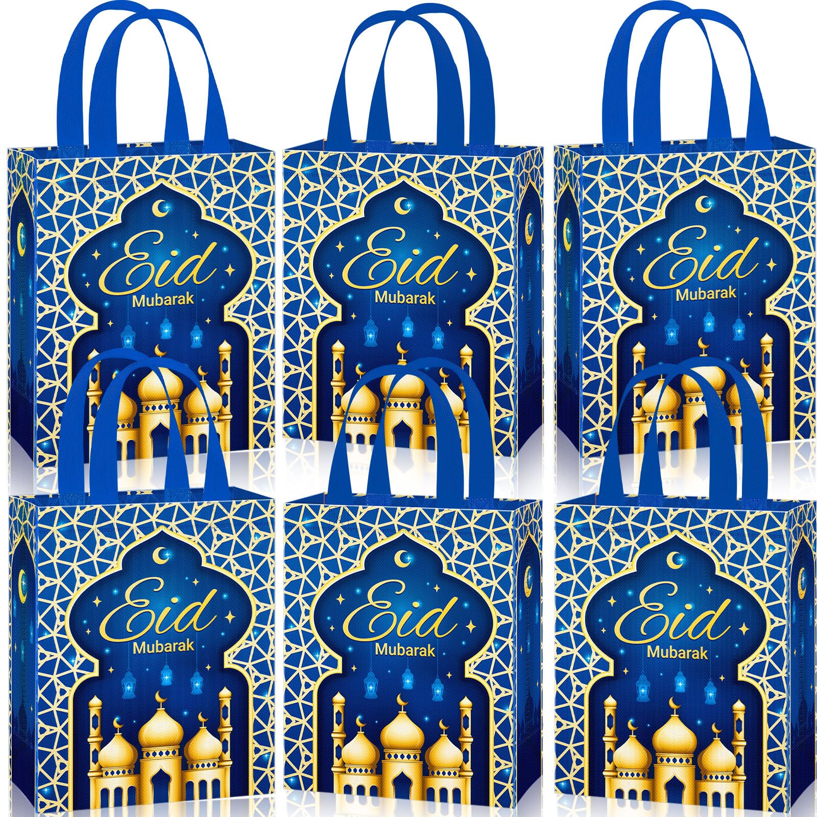 Eid Gift Bag with Handles Reusable Mubarak Treat Bag Non Woven Tote Bags for Ramadan Eid