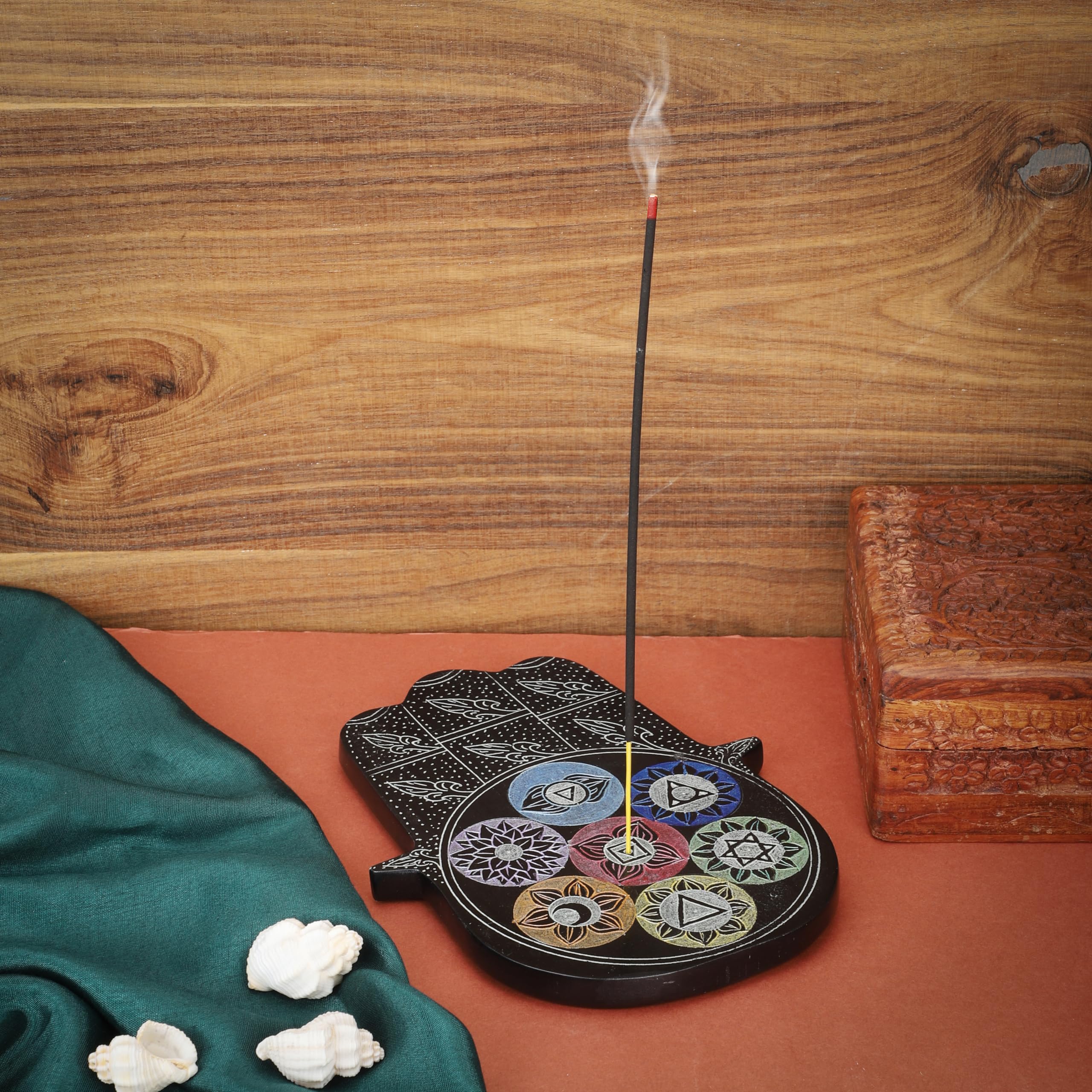 Ajuny Hamsa Hand Incense Holder Burner and Ash Catcher for Sticks and Cones