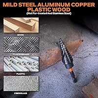 Vista 5 de KSEIBI 9 Pasos 3/16-3/4 Pulgada SAE Estándar Grado Industrial Broca Escalonada Preparada para Impacto Vástago de 1/4 Pulgada, 575077 Brocas