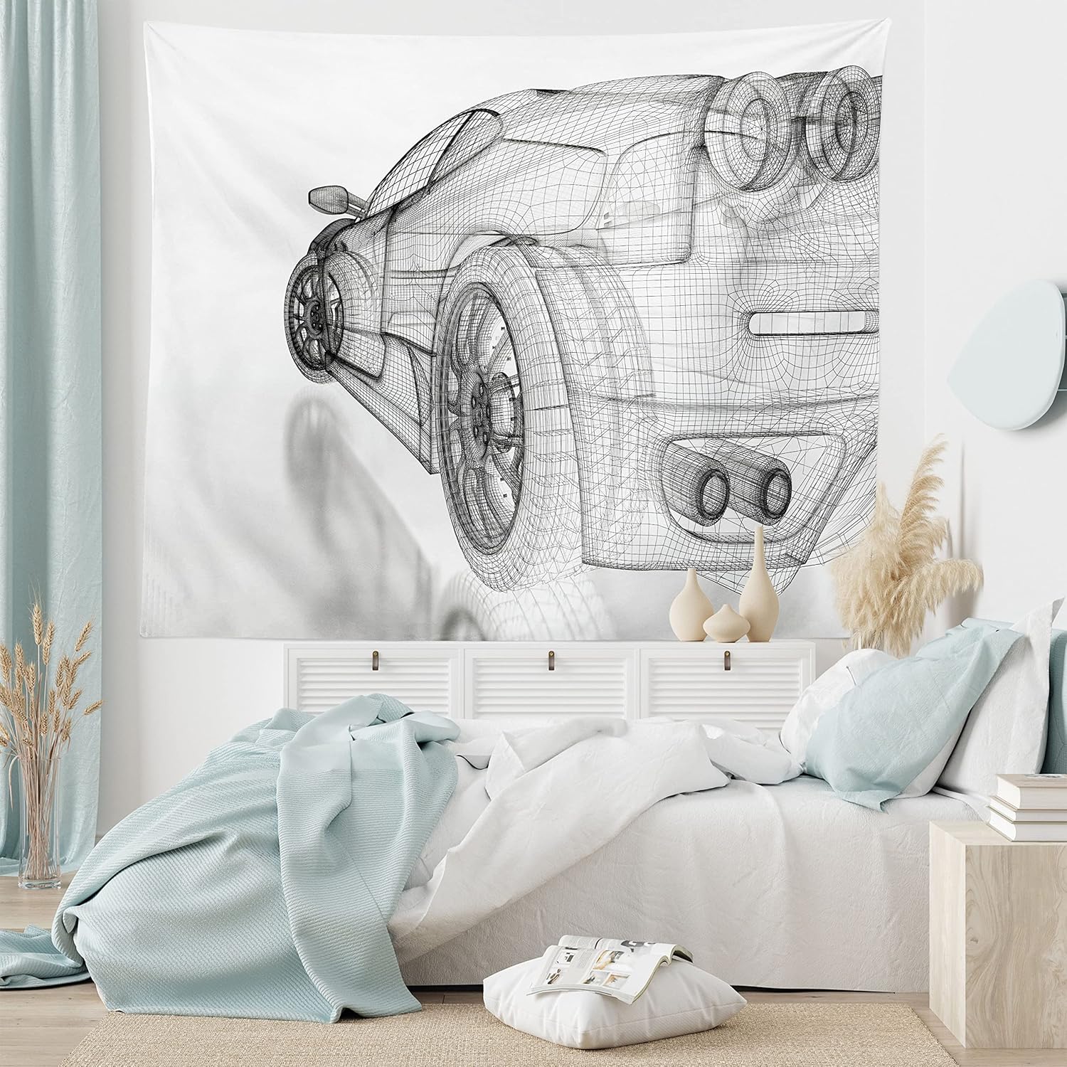 Ambesonne Antique Tapestry, Ottoman Turkish Floral Pattern Tulips Medieval Baroque Effect on Dated Art, Wall Hanging for Bedroom Living Room Dorm Decor, 40" X 60", Pale Blue