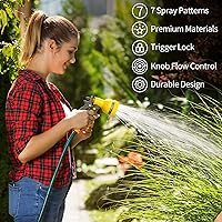 Vista 7 de AUTOMAN - Boquilla para manguera de jardín, boquilla de rociado de agua ABS con 7 patrones de riego ajustables de alta resistencia, antideslizante