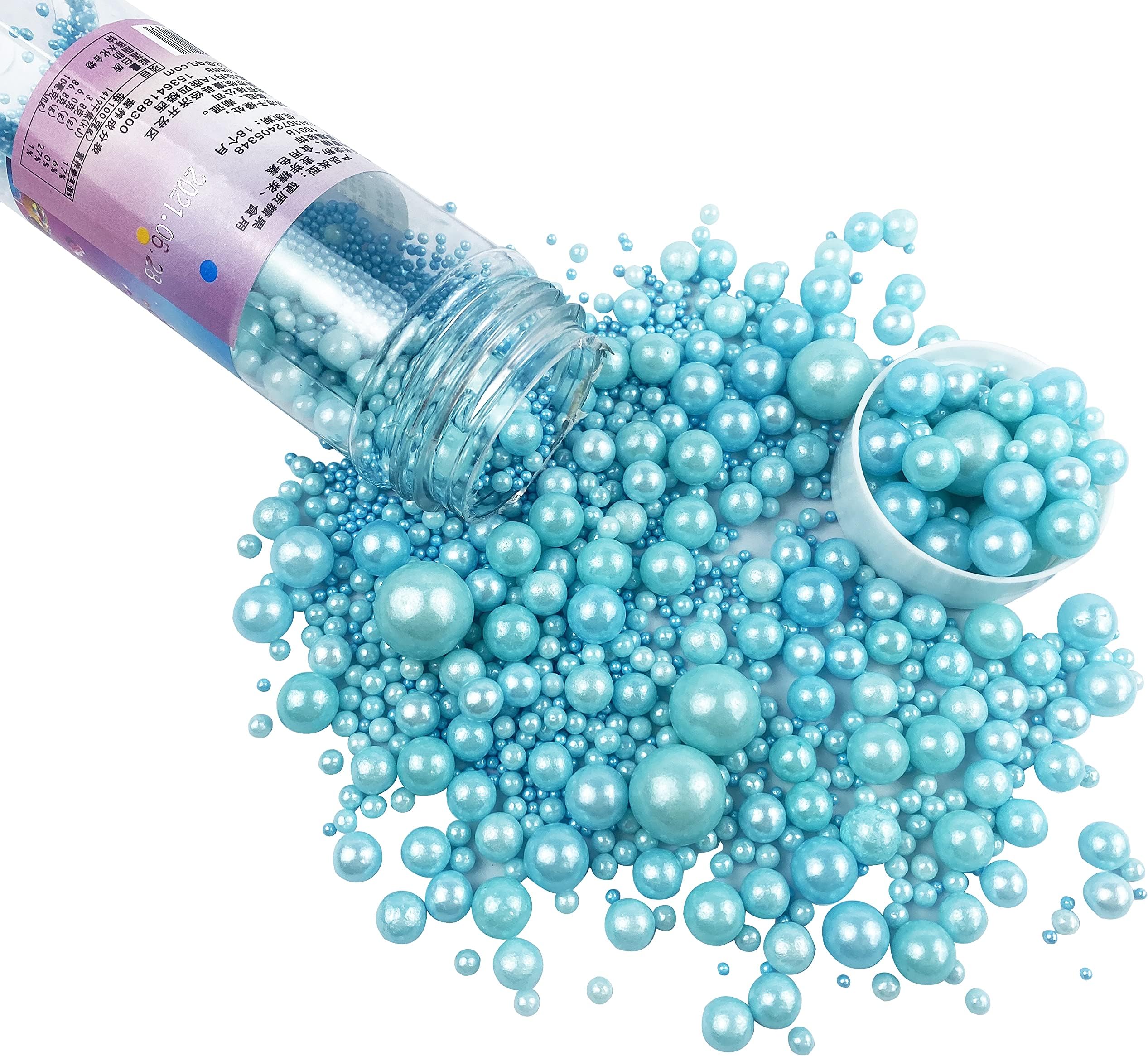 Sprinkles Edible Pearl Sugar Candy Cupcake Cake Topper 120g/ 4.2oz, Decorative Glitter Sprinkle Mix for Baking, Cake and Cookie Decorating (Blue)